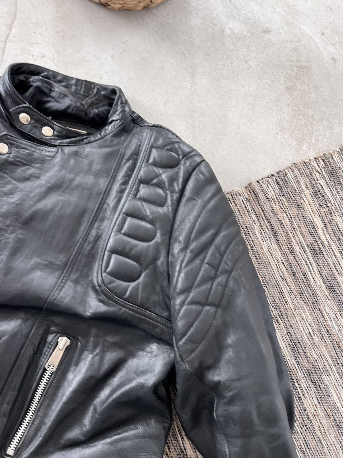 Genuine Leather Vintage Harley Davidson style Faded Black Moto Bomber Jacket Size US L / EU 52-54 / 3 - 8 Thumbnail