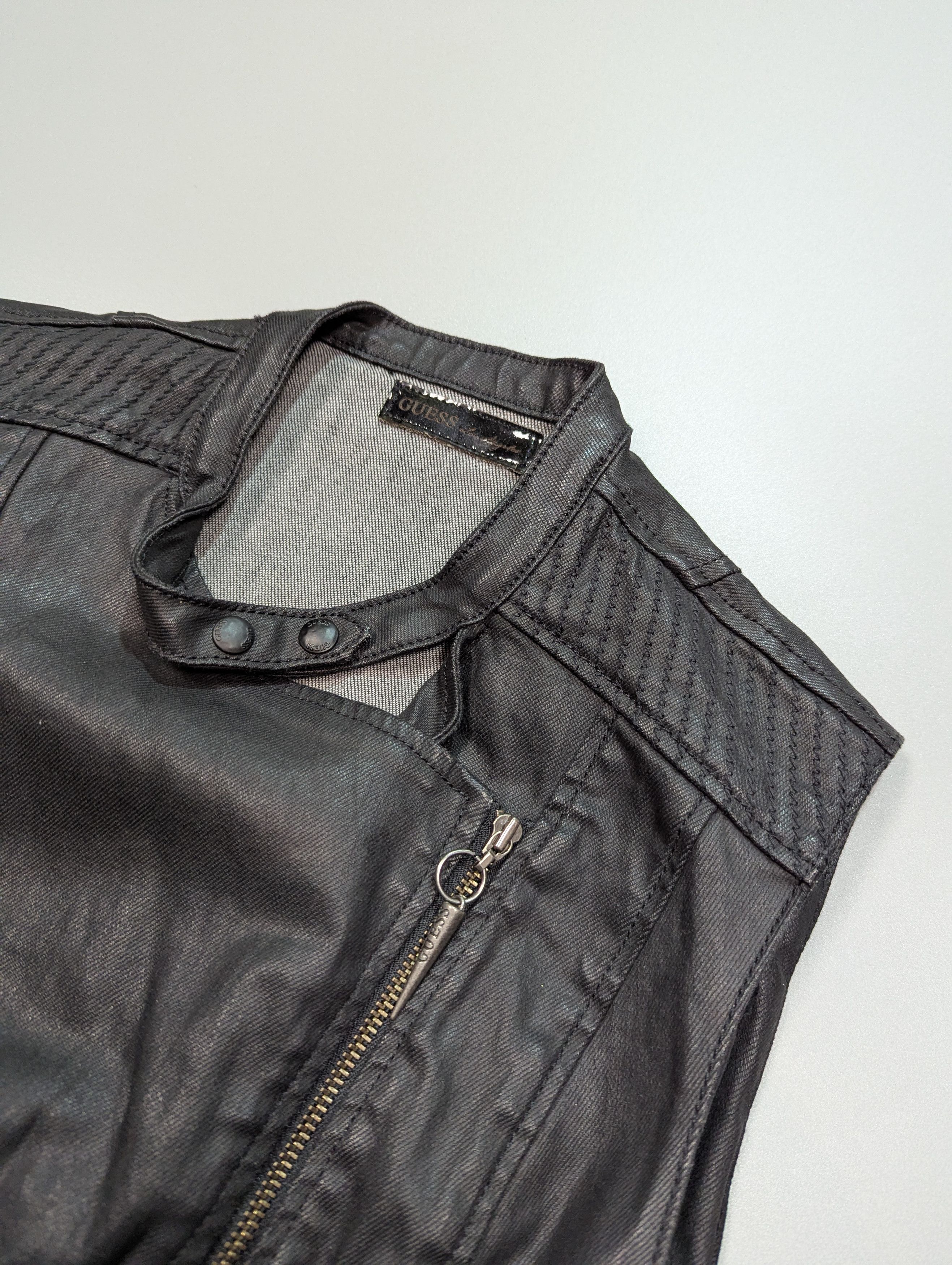 Guess GUESS Women's Shiny Black Rare Biker Rocker Vest/Waistcoat Size XS / US 0-2 / IT 36-38 - 4 Thumbnail