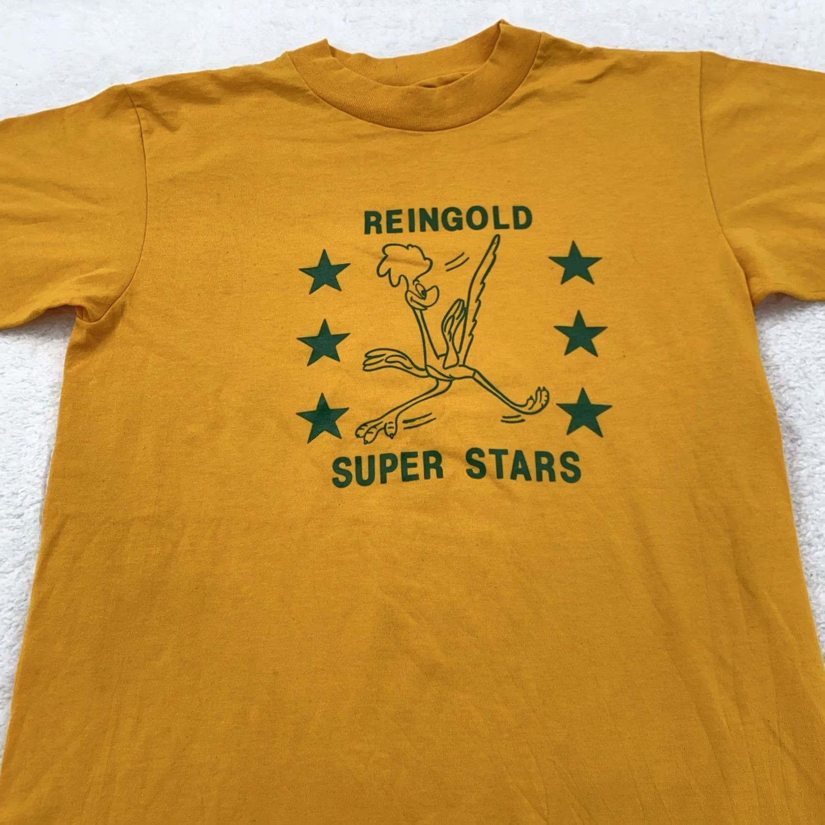 Hanes VINTAGE Reingold Elementary School Road Runner Shirt Mens XS Fitchburg MA Yellow 70s Sports Cartoon Retro Mens Size US XS / EU 42 / 0 - 2 Thumbnail