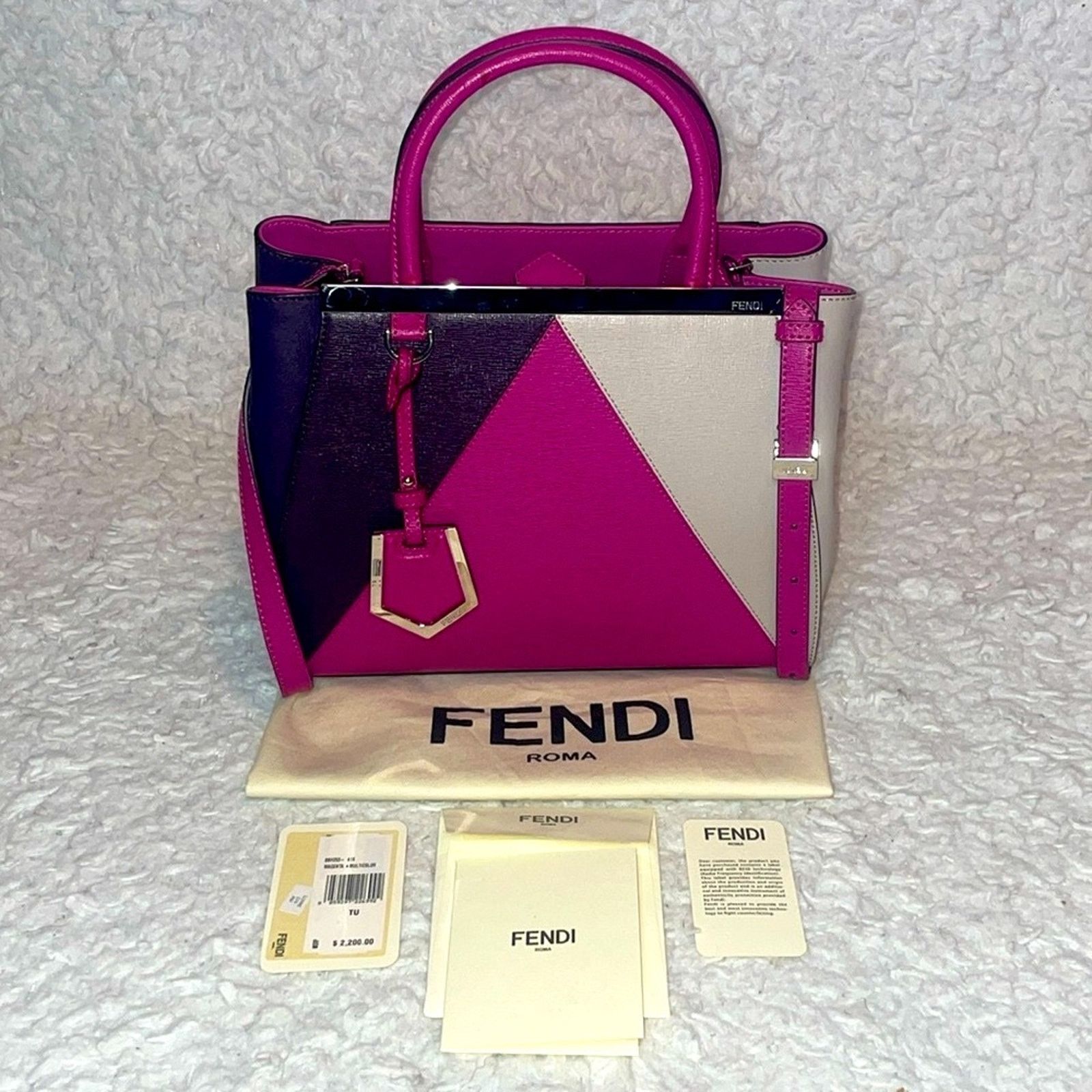 Fendi Fendi 2Jours Petite Geometric Satchel Magenta Multi Size ONE SIZE - 1 Thumbnail