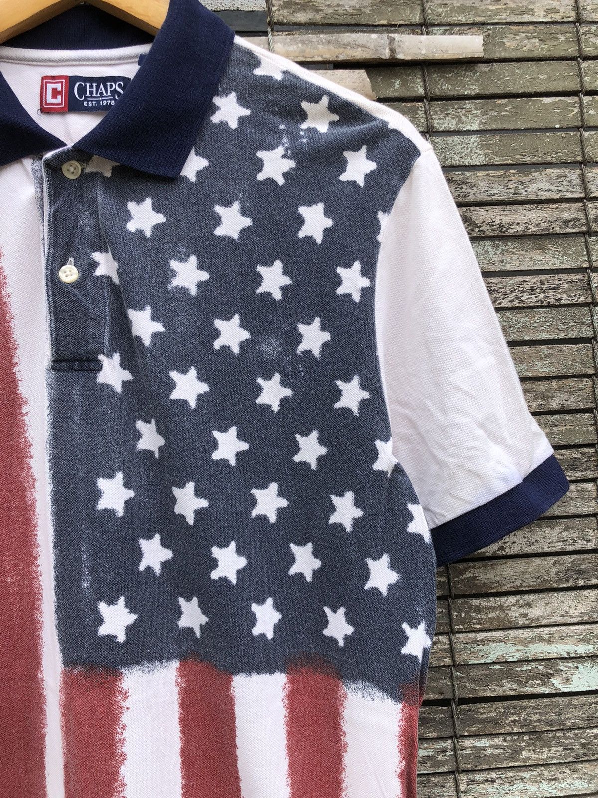 Vintage Vintage Chaps American Flag Polo Shirt Size US L / EU 52-54 / 3 - 7 Thumbnail
