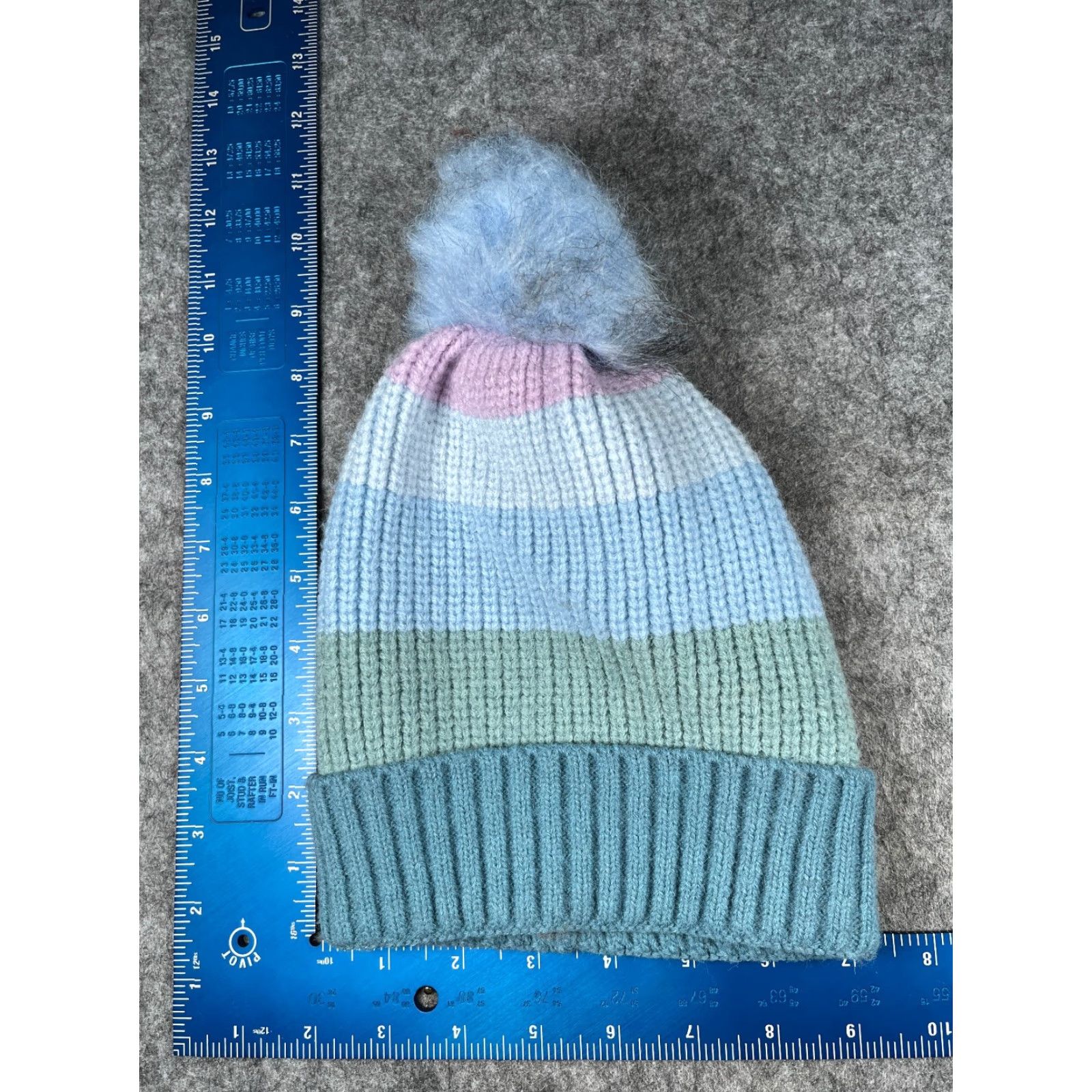 Vintage West Loop Beanie Women One Size Blue Stripe Knit Acrylic Beanie - West Loop Hat Womens Striped Lightweight Ski Theme 90s? Size ONE SIZE - 4 Thumbnail