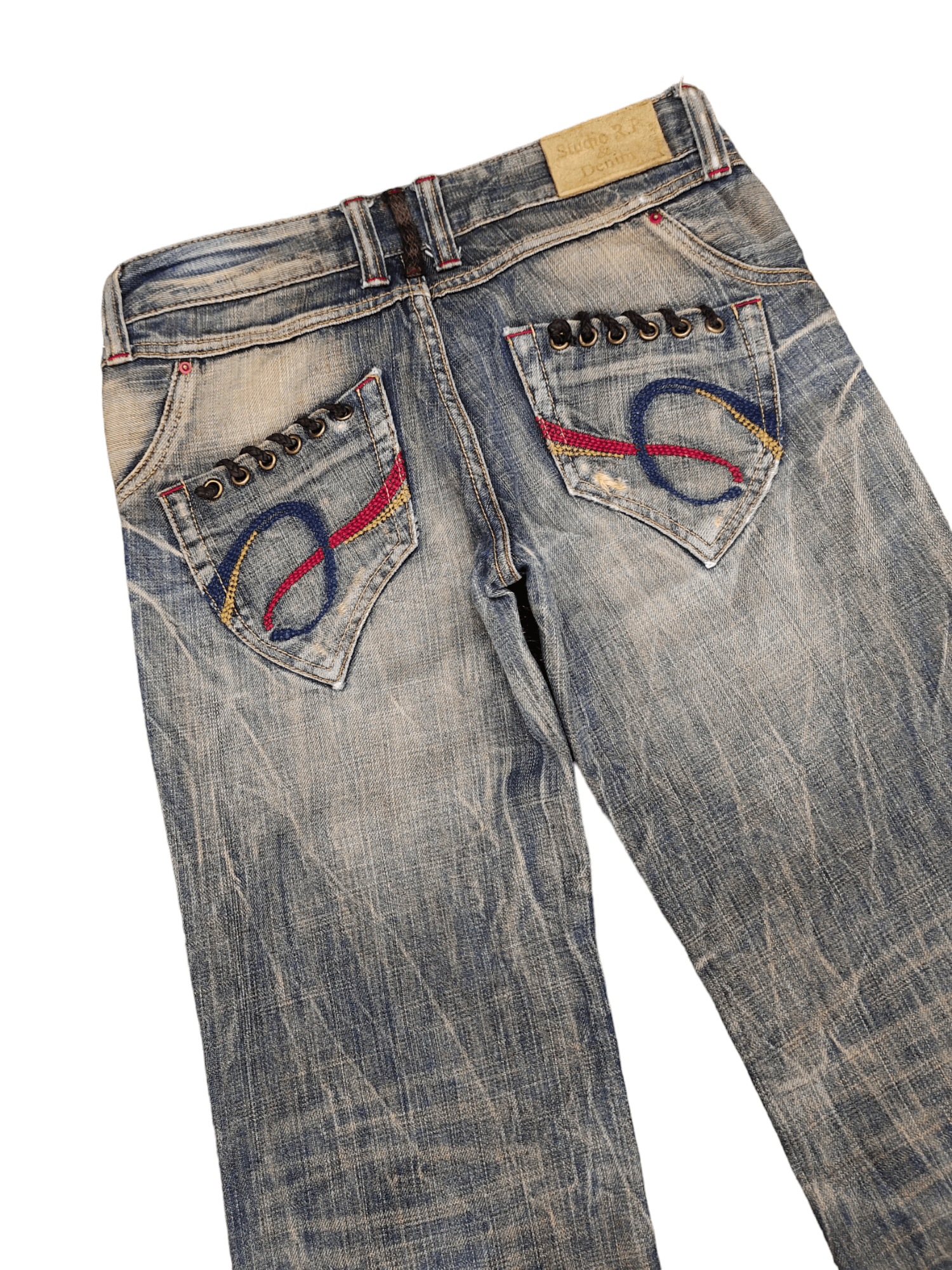 If Six Was Nine Flare Jeans Studio RP Lace Pocket Faded Bootcut Jpg Style Size US 27 - 15 Thumbnail