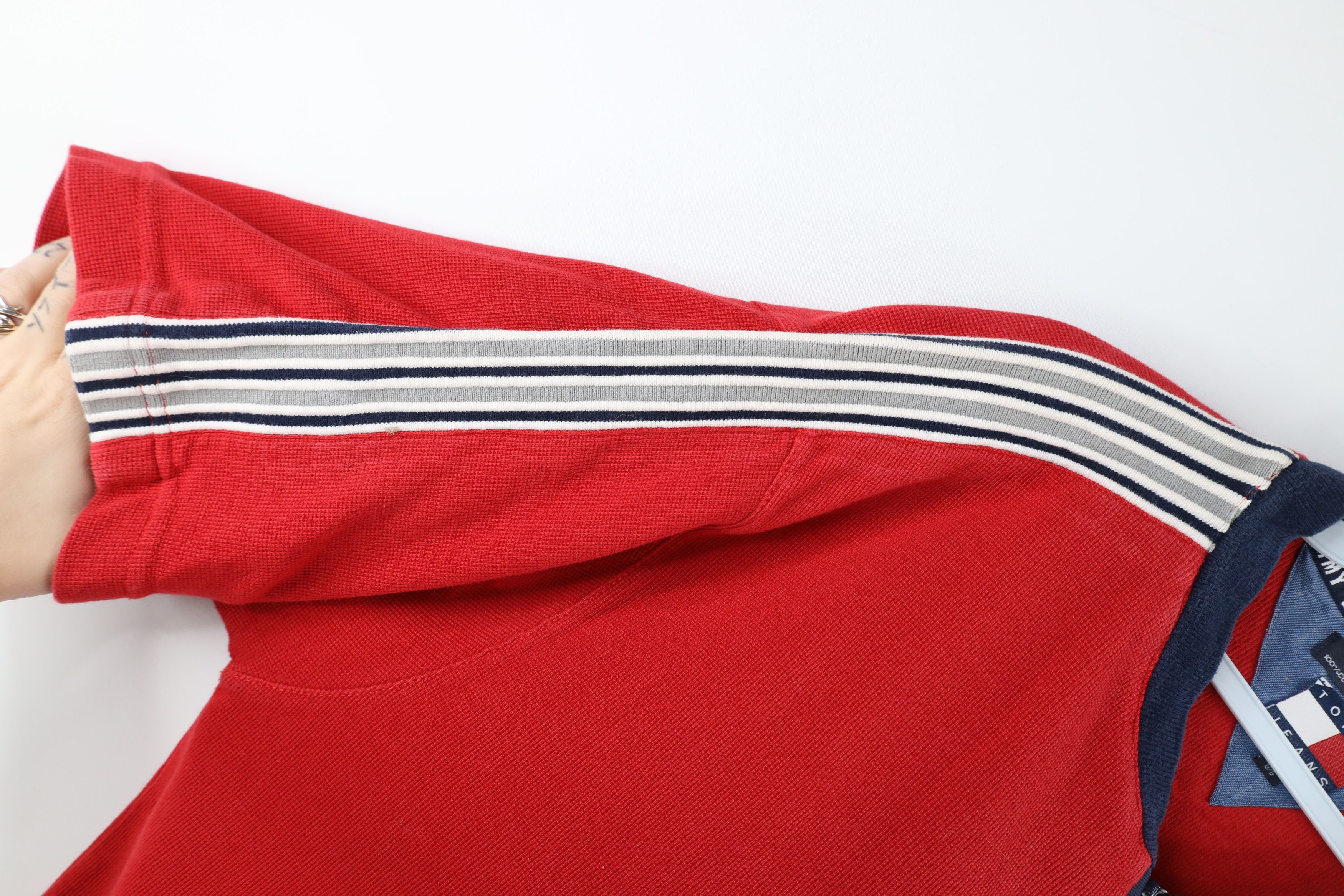 Tommy Hilfiger × Vintage Vintage 90s Tommy Hilfiger Waffle Knit Half Zip T-Shirt Size US L / EU 52-54 / 3 - 4 Thumbnail