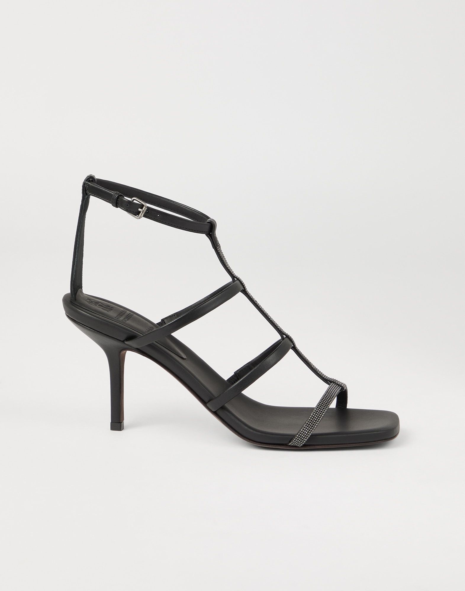 Brunello Cucinelli o1la1rc1a0326 Nappa Sandals With Heel in Black Size US 11 / IT 41 - 1 Thumbnail