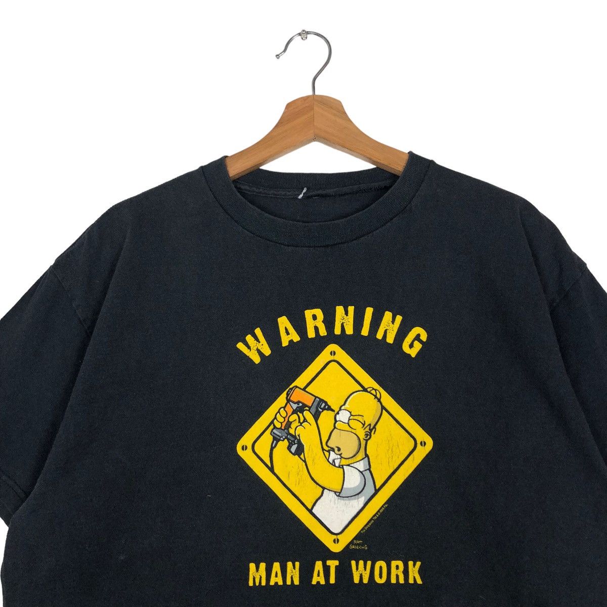 Cartoon Network 🔥Vintage The Simpson Warning Man At Work Big Logo Tee Size US M / EU 48-50 / 2 - 3 Thumbnail