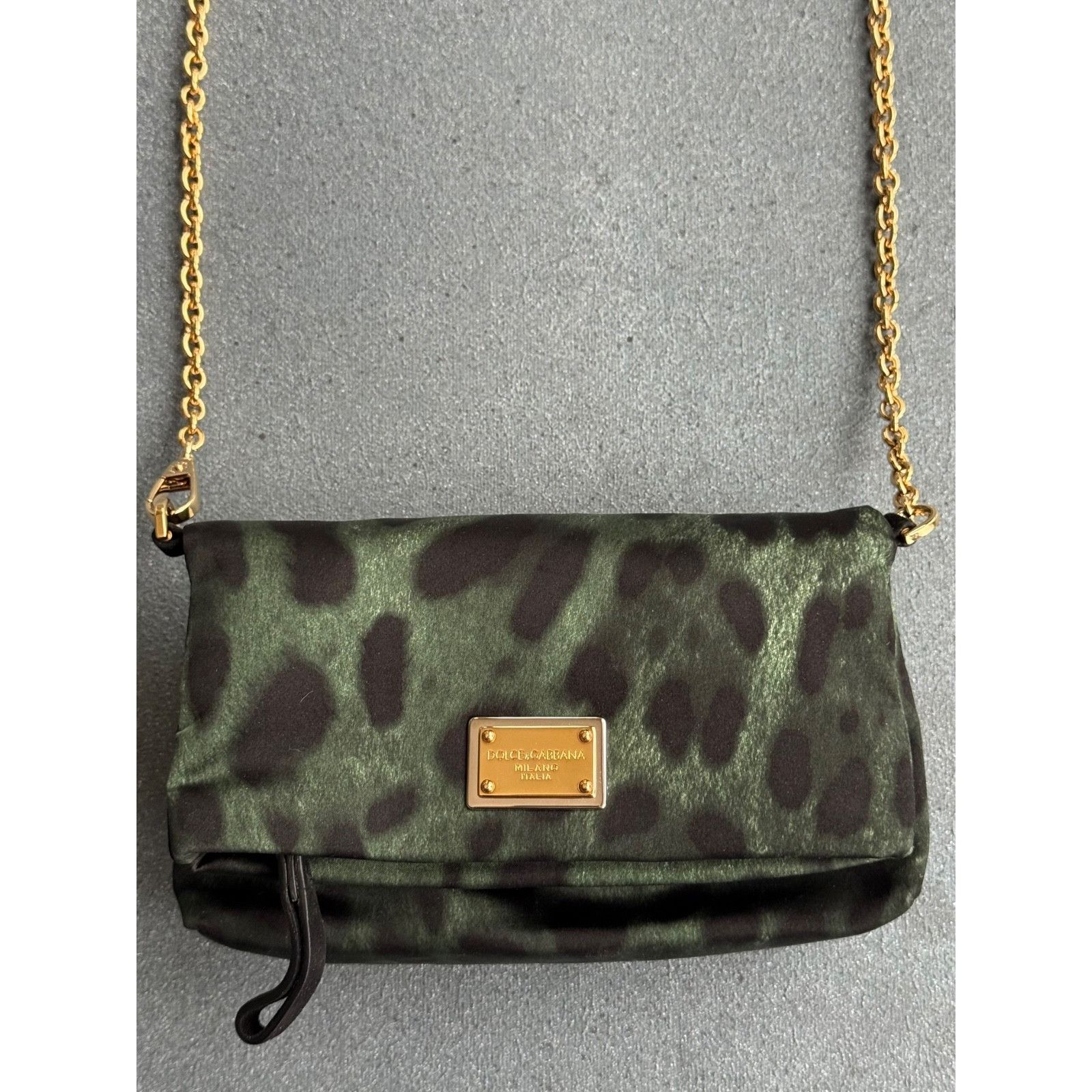 Dolce & Gabbana Dolce & Gabbana Leopard Satin Mini Green Cross Body Bag Size ONE SIZE - 4 Thumbnail