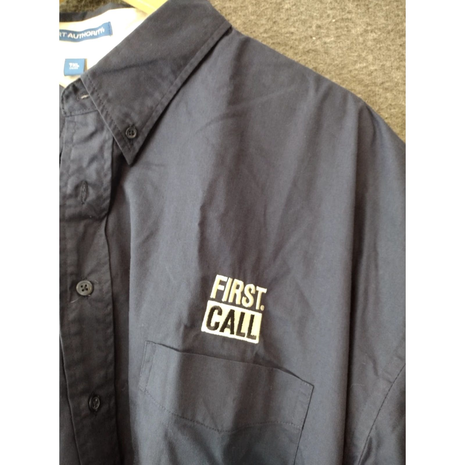 Port Authority Port Authority Men's First Call Logo Navy Collared Dress Button Shirt 7XL Navy Blue Solid Short Sleeve Button-Up Shirt Mens Regular XS-7XL Size 48R - 7 Thumbnail