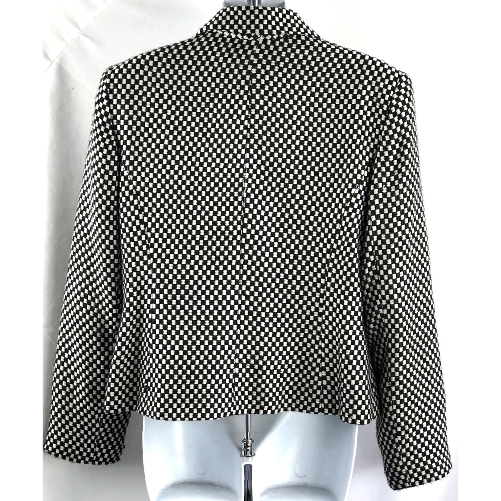 Vintage VINTAGE Blazer Shirt 10 Blk/Wht Check 3-Button Lined 90s Clueless academia Cher Retro Y2K Womens Size L / US 10 / IT 46 - 3 Thumbnail