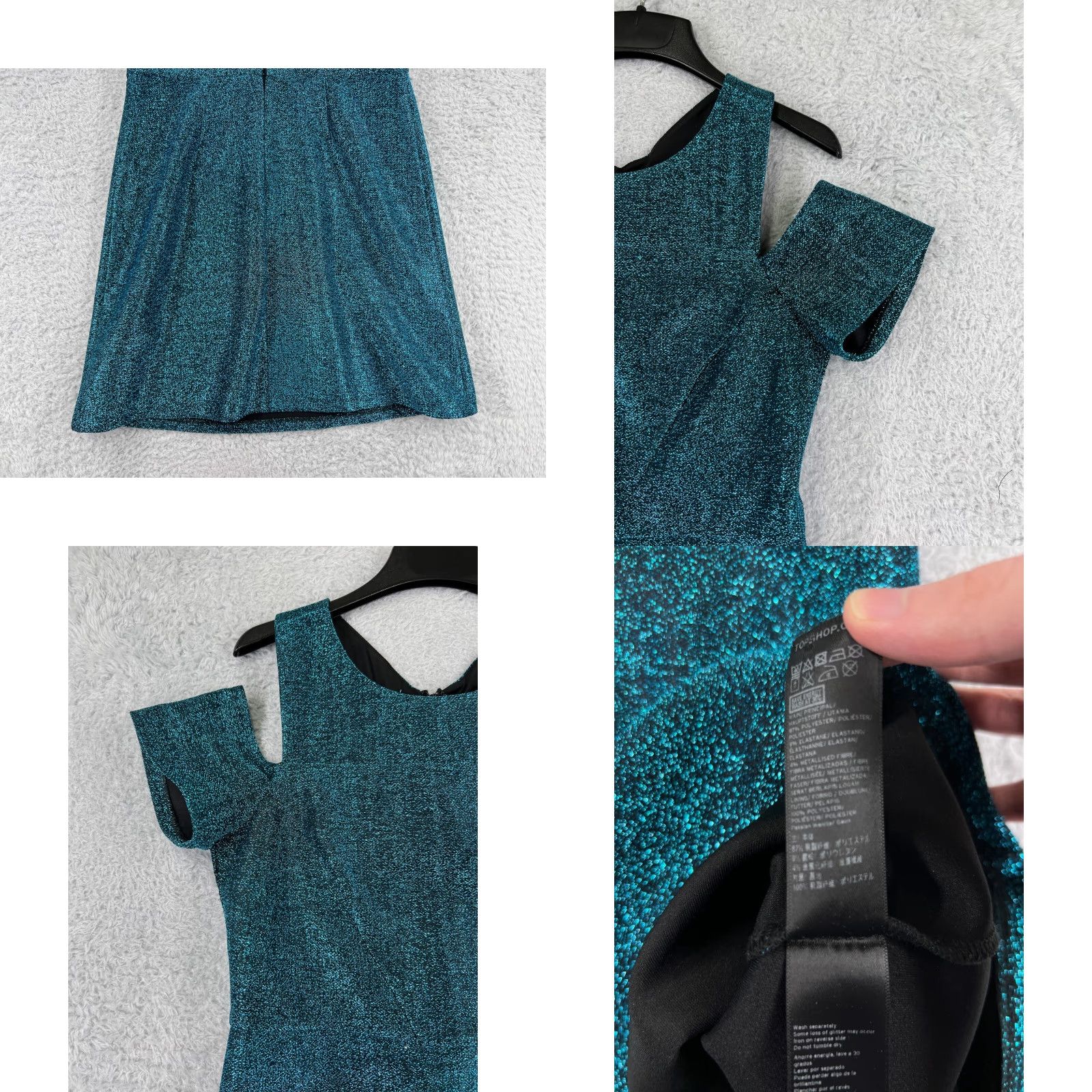 Topshop TopShop Dress Black Blue Metalic Sparkle Polyester Stretch Mini Length Womens 8 Size M / US 6-8 / IT 42-44 - 8 Thumbnail