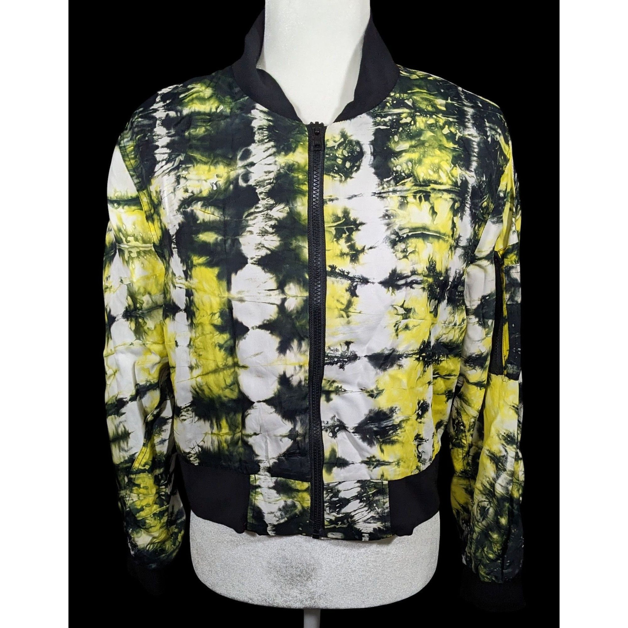 KTZ Tie Dye Black Yellow And White Lightweight Jacket Size S