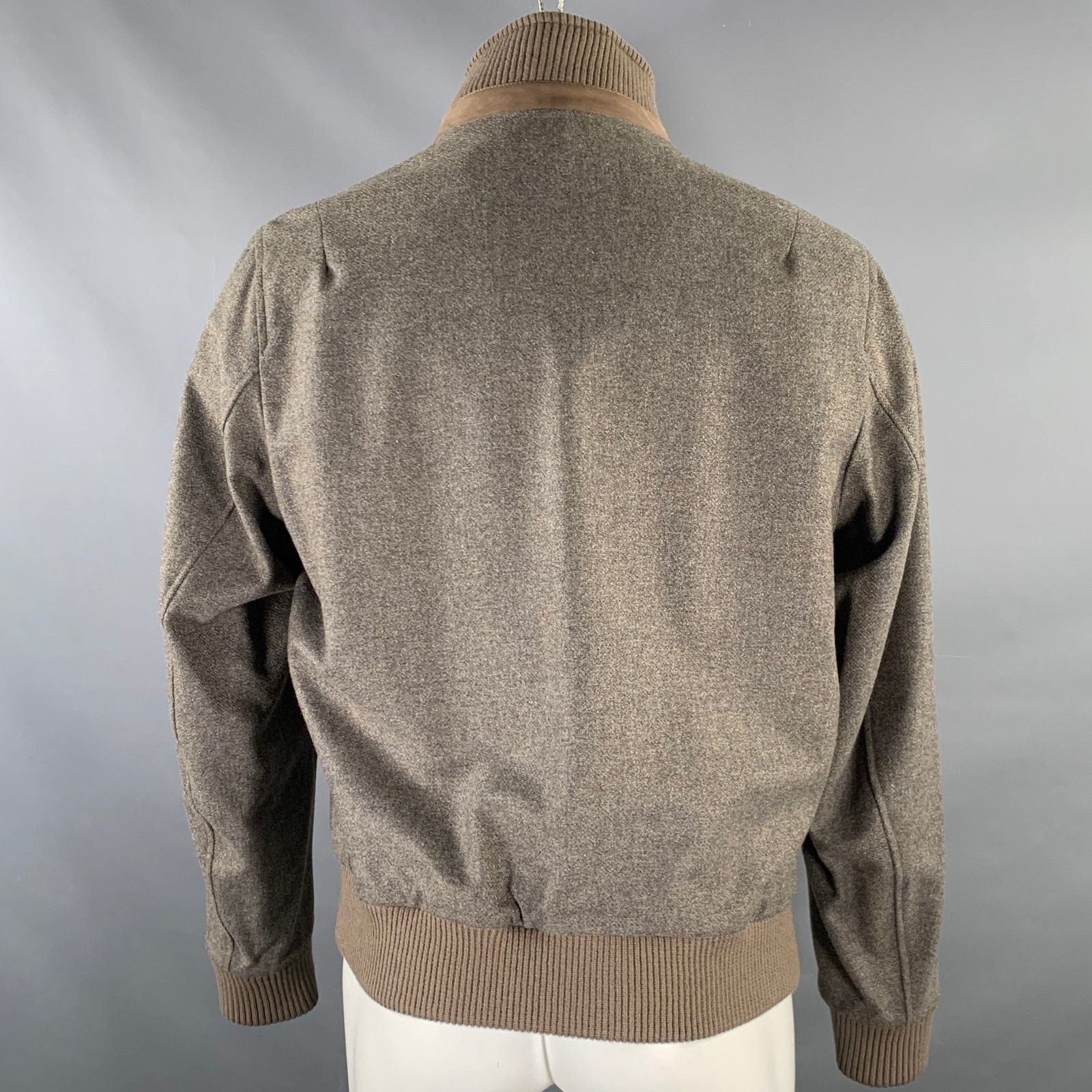 Loro Piana LORO PIANA M Brown Suede Herringbone Wool Reversible Jacket Size US M / EU 48-50 / 2 - 7 Thumbnail