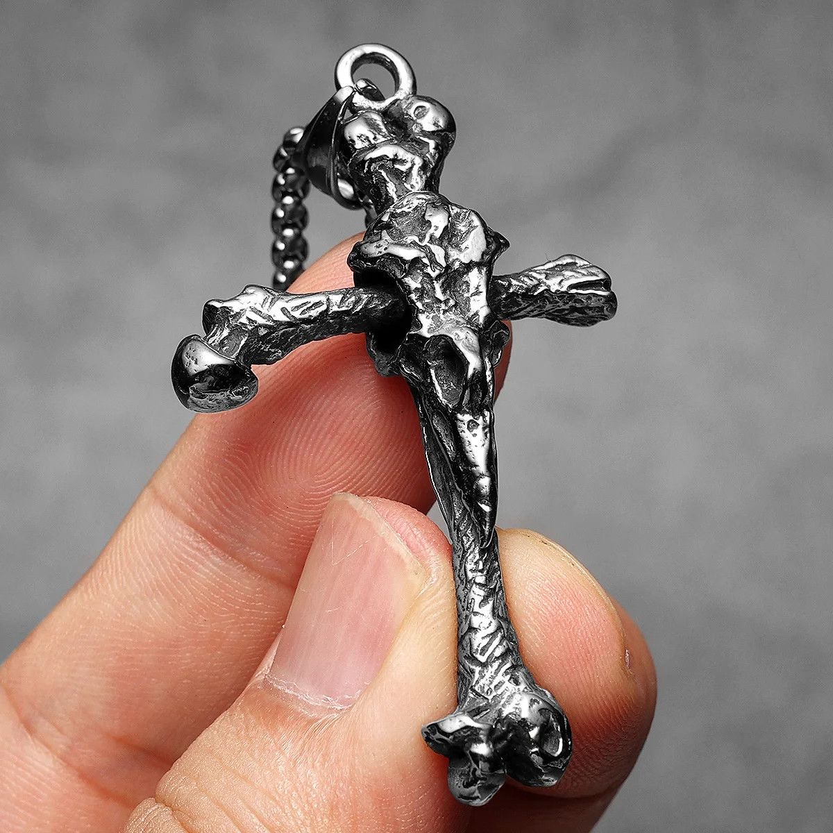 Jewelry Crow Bone Cross Men Necklace Size ONE SIZE - 1 Thumbnail