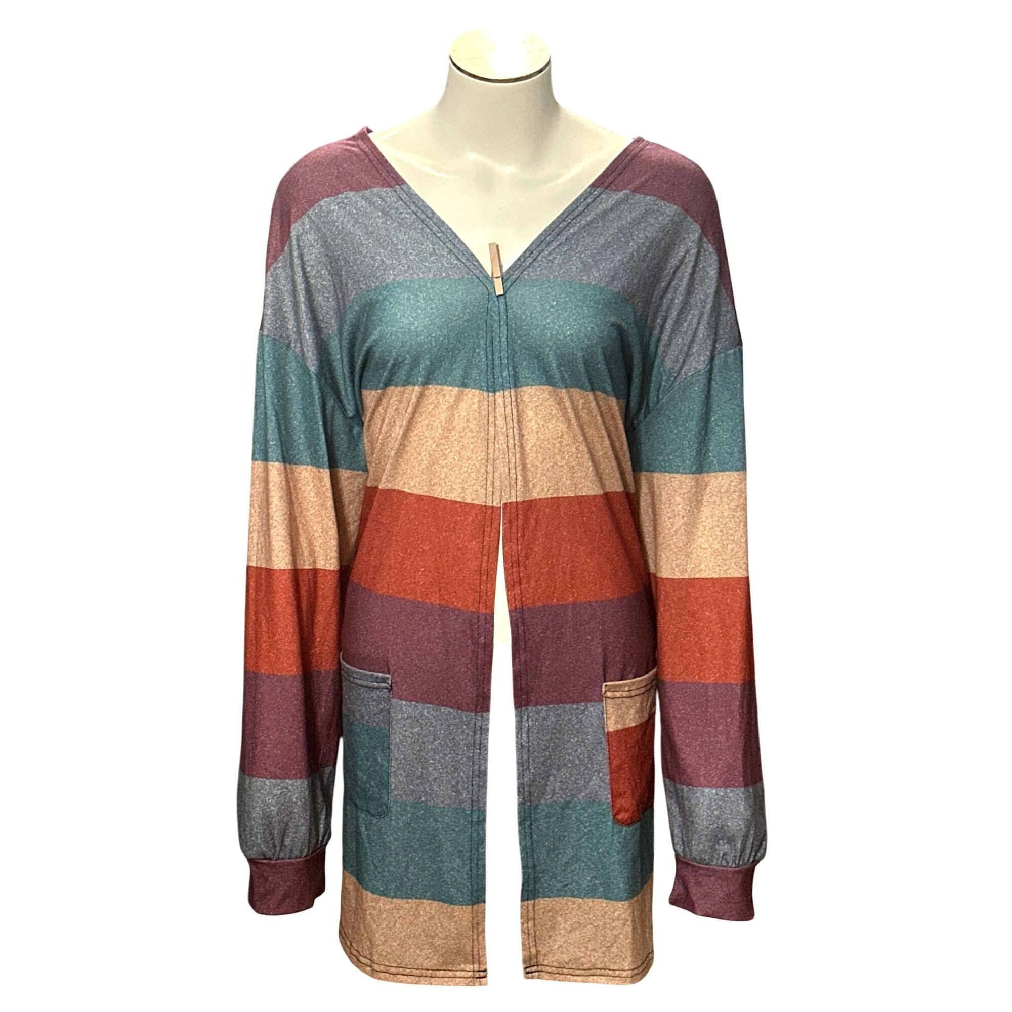 Other CCC Colorful Striped Cardigan With Front Pockets Lightweight Size XL / US 12-14 / IT 48-50 - 1 Thumbnail