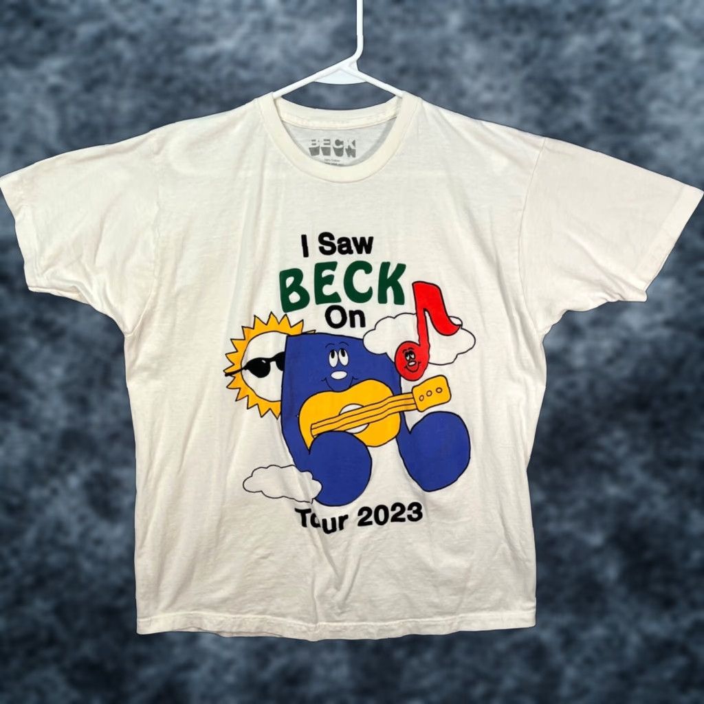 Vintage I Saw Beck On Tour 2023 Band T-Shirt XL White 100% Cotton Music Graphic Tee Beck Shirt Men XL White On Tour 2023 Band T-Shirt Size US XL / EU 56 / 4 - 1 Thumbnail