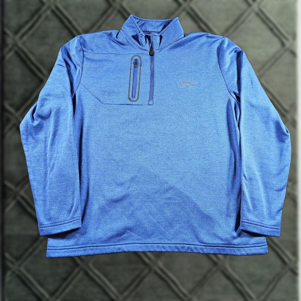 Callaway Callaway Pullover Mens Large Blue 1/4 Zip Mock Neck Golf Fleece Pocket Chest Long Sleeve Size US L / EU 52-54 / 3 - 1 Thumbnail