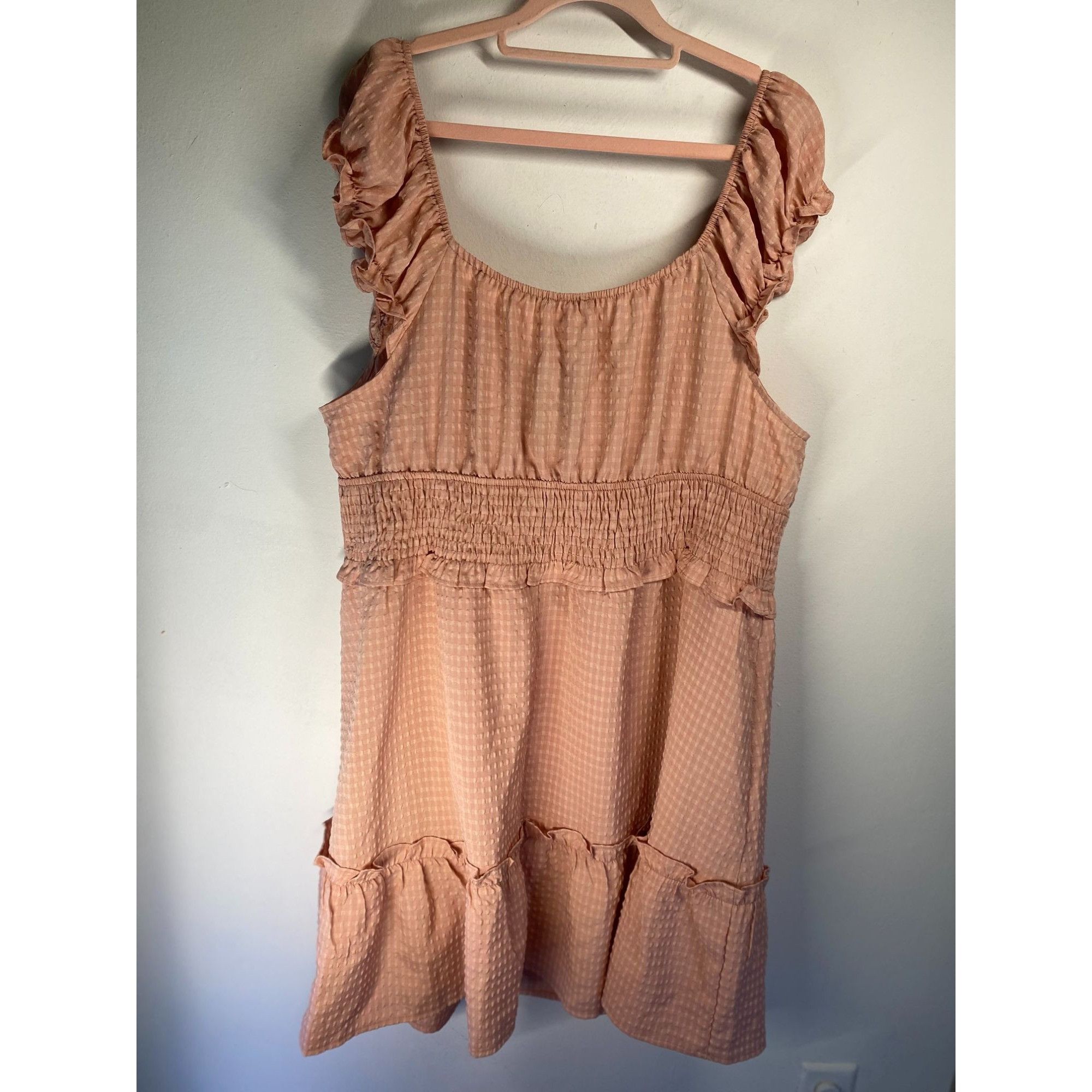 Other NEW Perch By Blu Pepper Textured Peach Mini Dress With Ruffl Size 3XL / US 20-22 - 8 Thumbnail