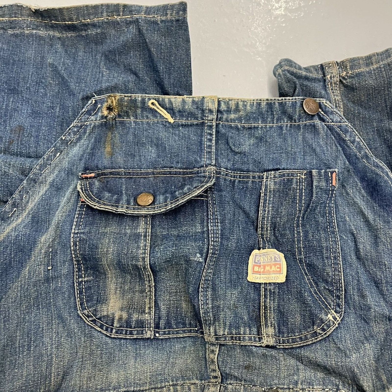 Other Vintage 50s Big Mac Blue Denim Distressed Overalls 42x27 Size US 42 / EU 58 - 2 Thumbnail