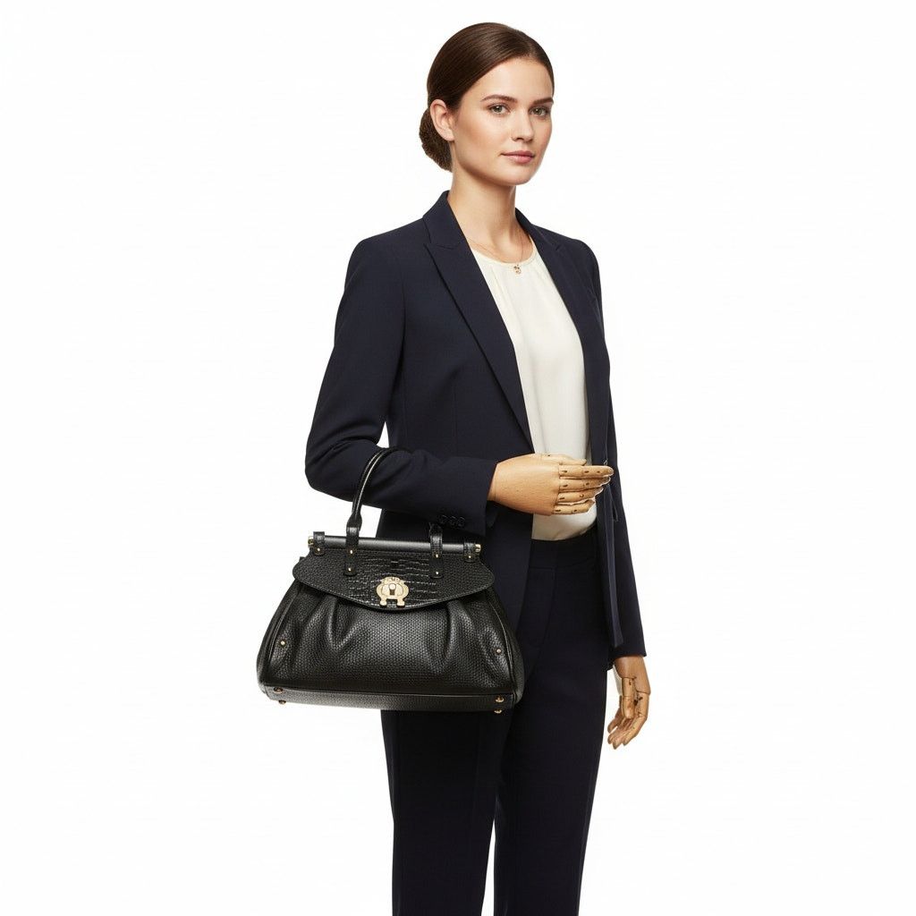 Fendi Fendi Crocodile-Trimmed Magic Bag Black Size ONE SIZE - 2 Thumbnail
