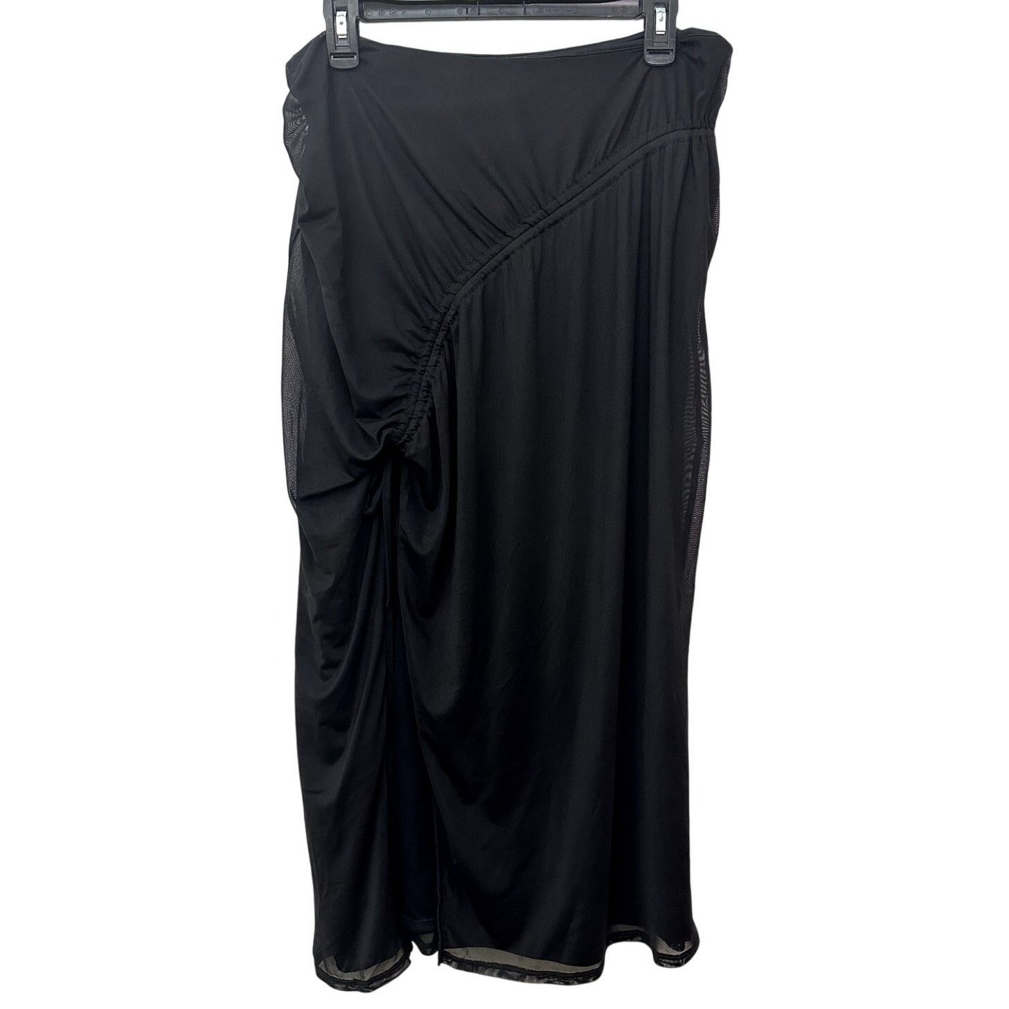 Topshop Topshop Women's Black Chaneal Ruched Mesh Maxi Skirt 10 NWT Size 30" / US 8 / IT 44 - 2 Thumbnail
