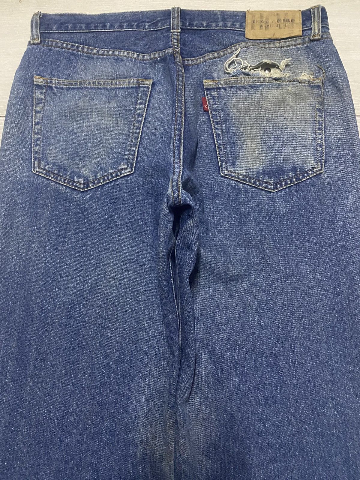 Undercover × Uniqlo Vintage Warehouse & co Mud Wash Distressed Loose Jeans Size US 33 - 4 Thumbnail