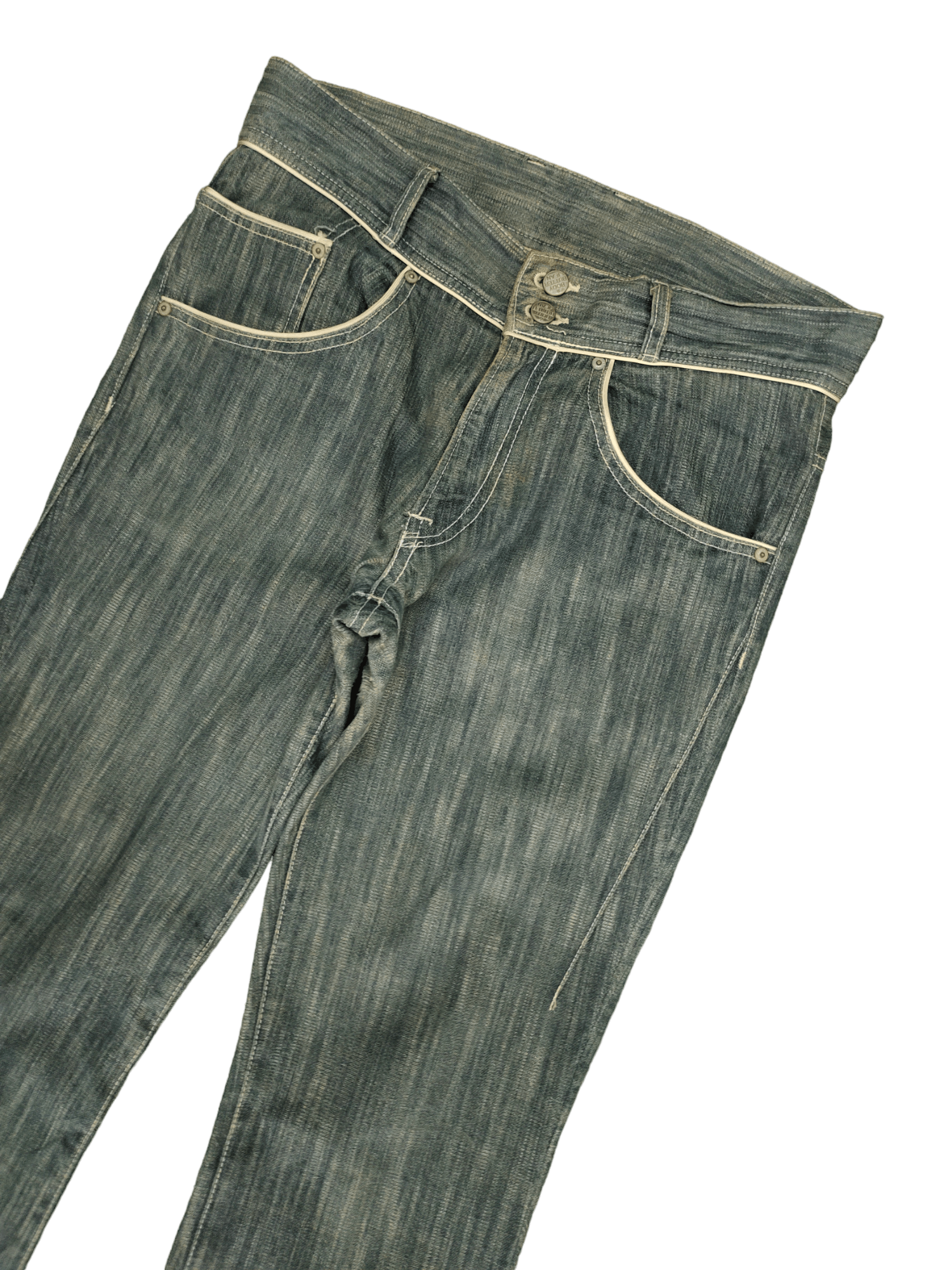 If Six Was Nine Flare Jeans Body Butter Distress Faded Boot Cut Y2k Mudmax Size US 33 - 4 Thumbnail