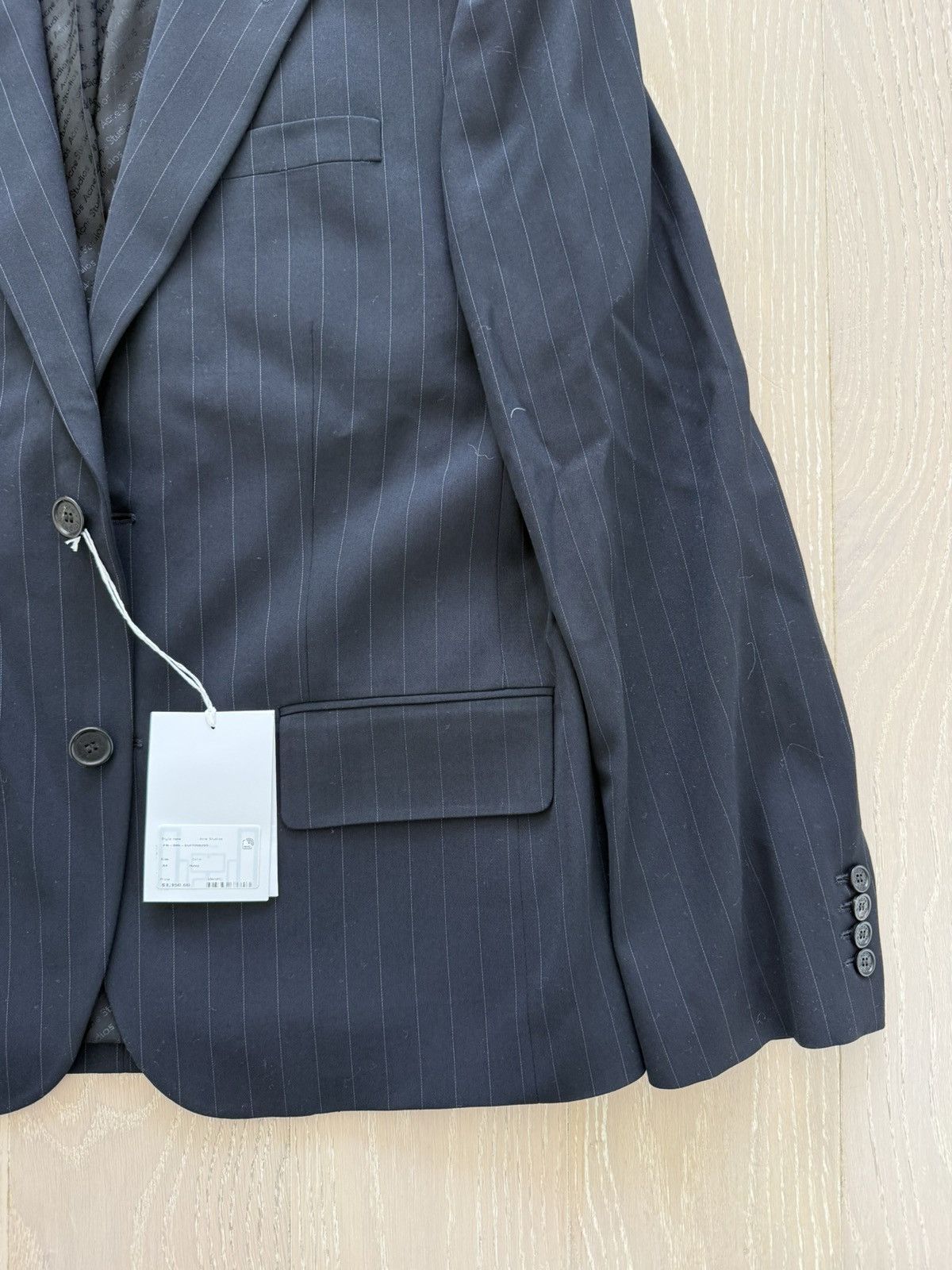 Acne Studios Acne Studios Navy Grey Pinstripe Twill Blazer Size 44R - 5 Thumbnail