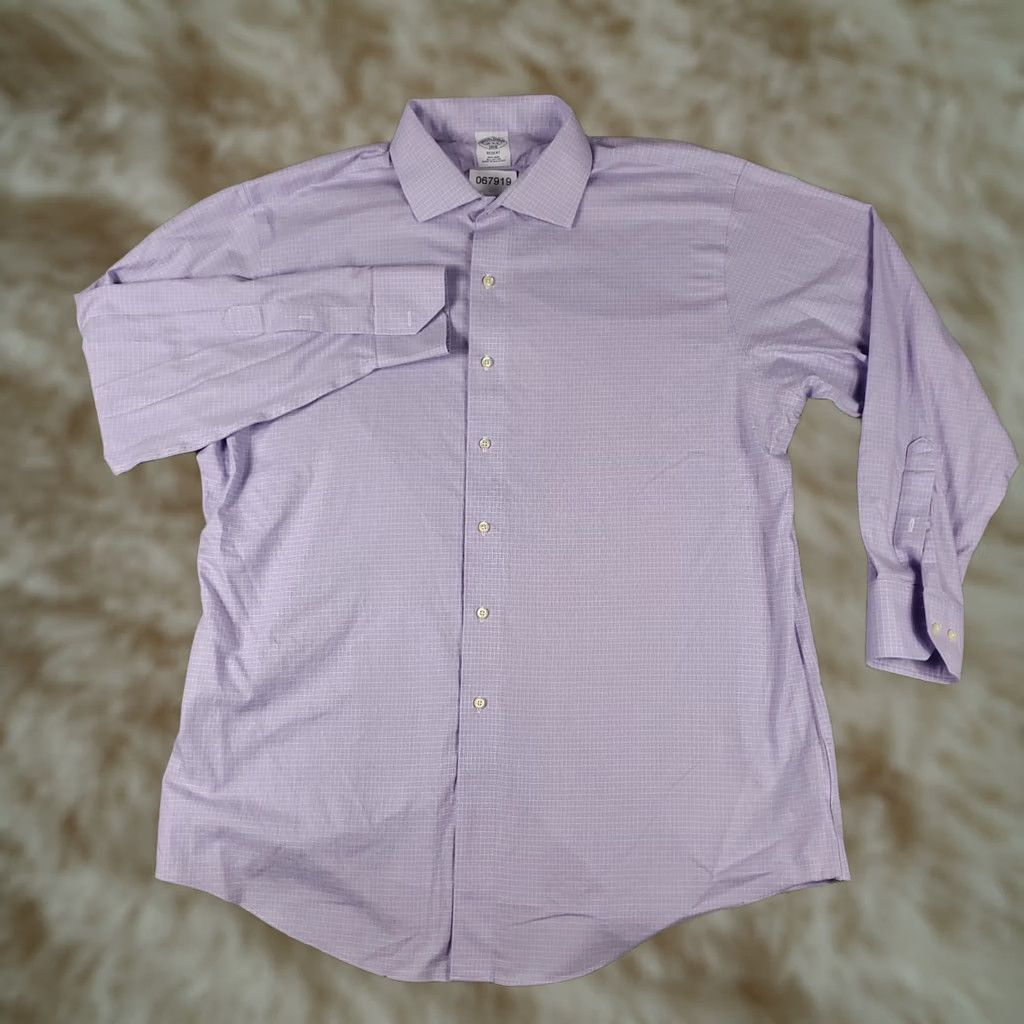 Brooks Brothers Brooks Brothers Shirt Mens 18 Purple Plaid Regent Button Up Long Sleeve Size US XXL / EU 58 / 5 - 1 Thumbnail