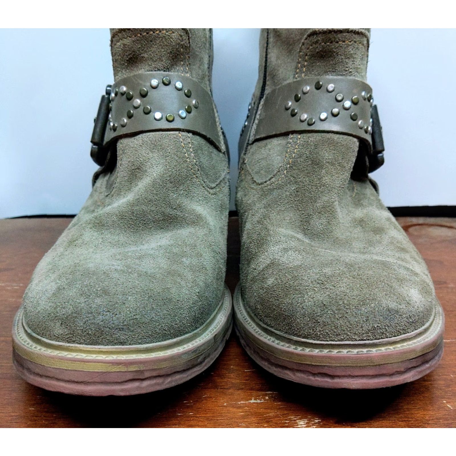 Vintage Josef Seibel Toni Gray Brown Leather Harness Ankle Boots Women's Size 42 10 US Zip Block Heel Leather Bootie Size US 10 / IT 40 - 3 Thumbnail