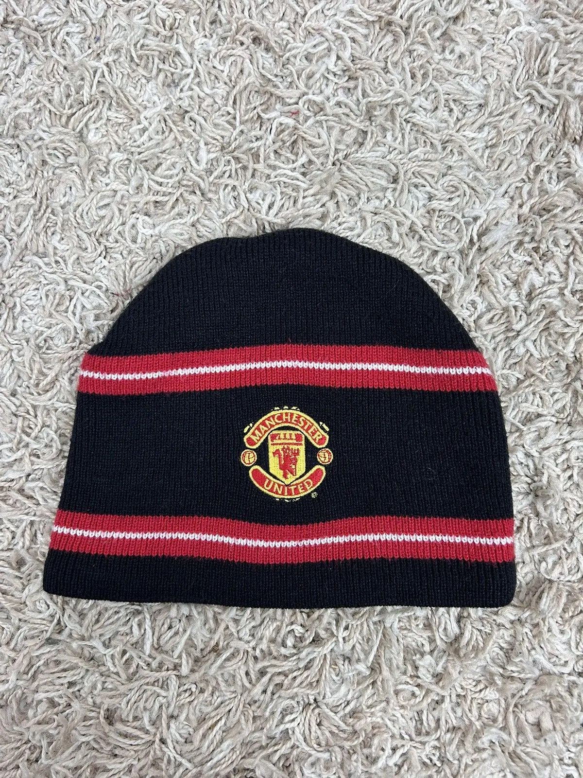 Nike 00s Vintage Nike x Manchester United Striped Beanie Hat Size ONE SIZE - 5 Thumbnail
