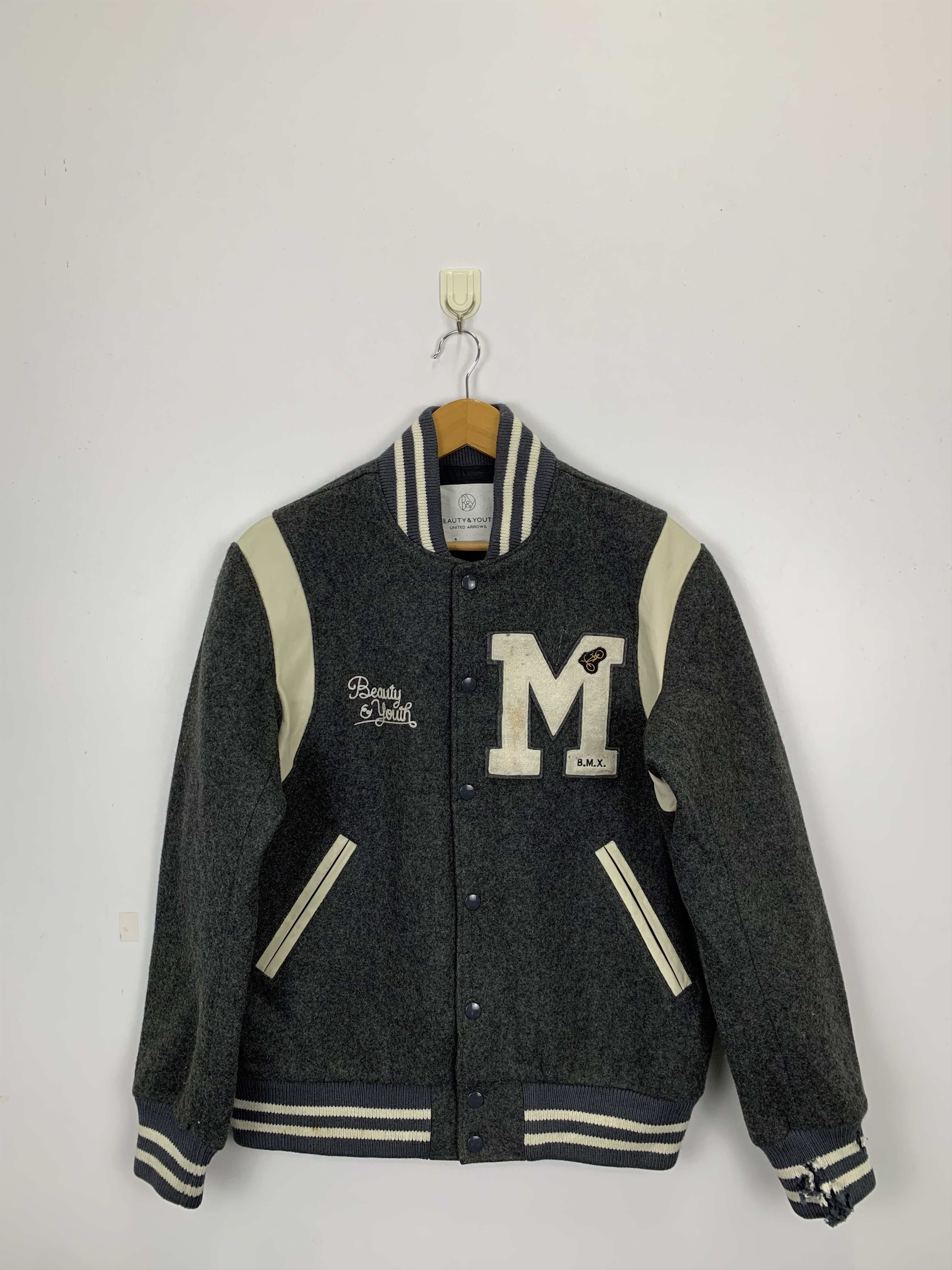BEAUTY&YOUTH Vintage Beauty & Youth Wool Varsity Jacket V0480 Size US L / EU 52-54 / 3 - 1 Thumbnail