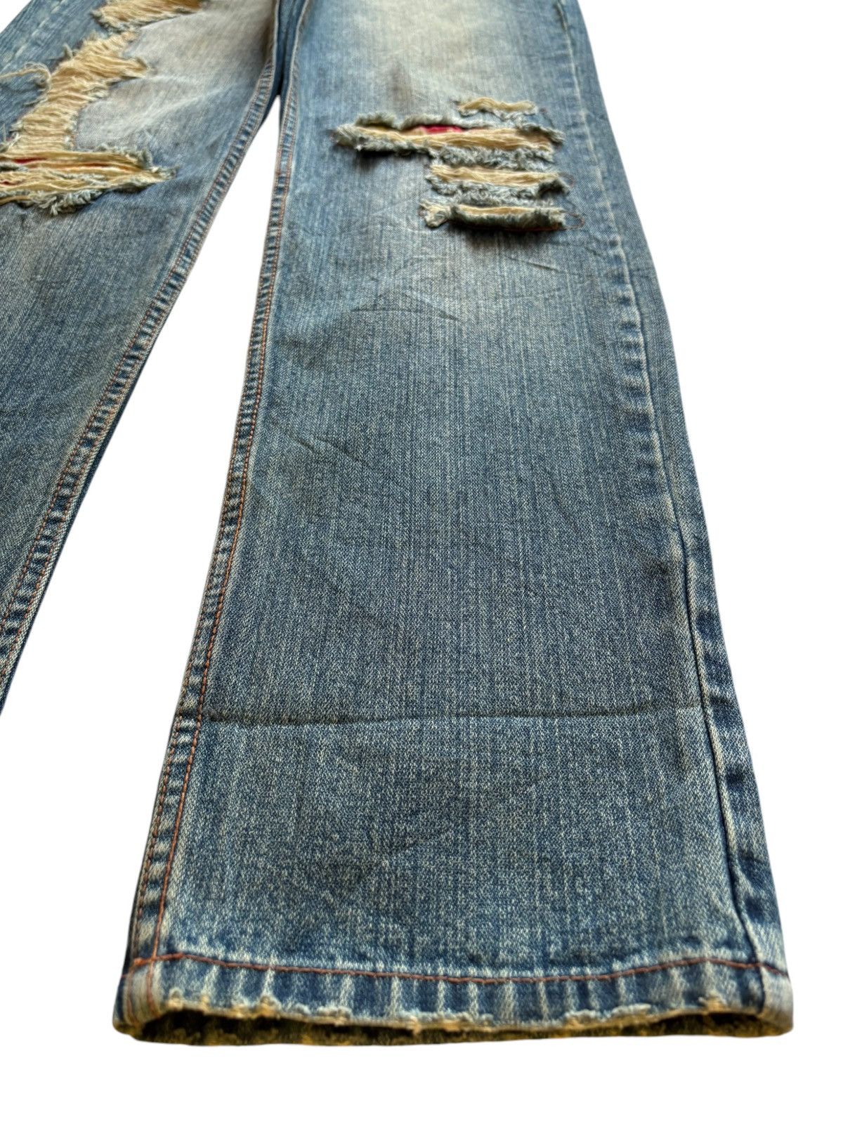 Japanese Brand Vintage Japanese Brand Faded Mud Wash Distress Patch Jeans Size US 32 / EU 48 - 7 Thumbnail