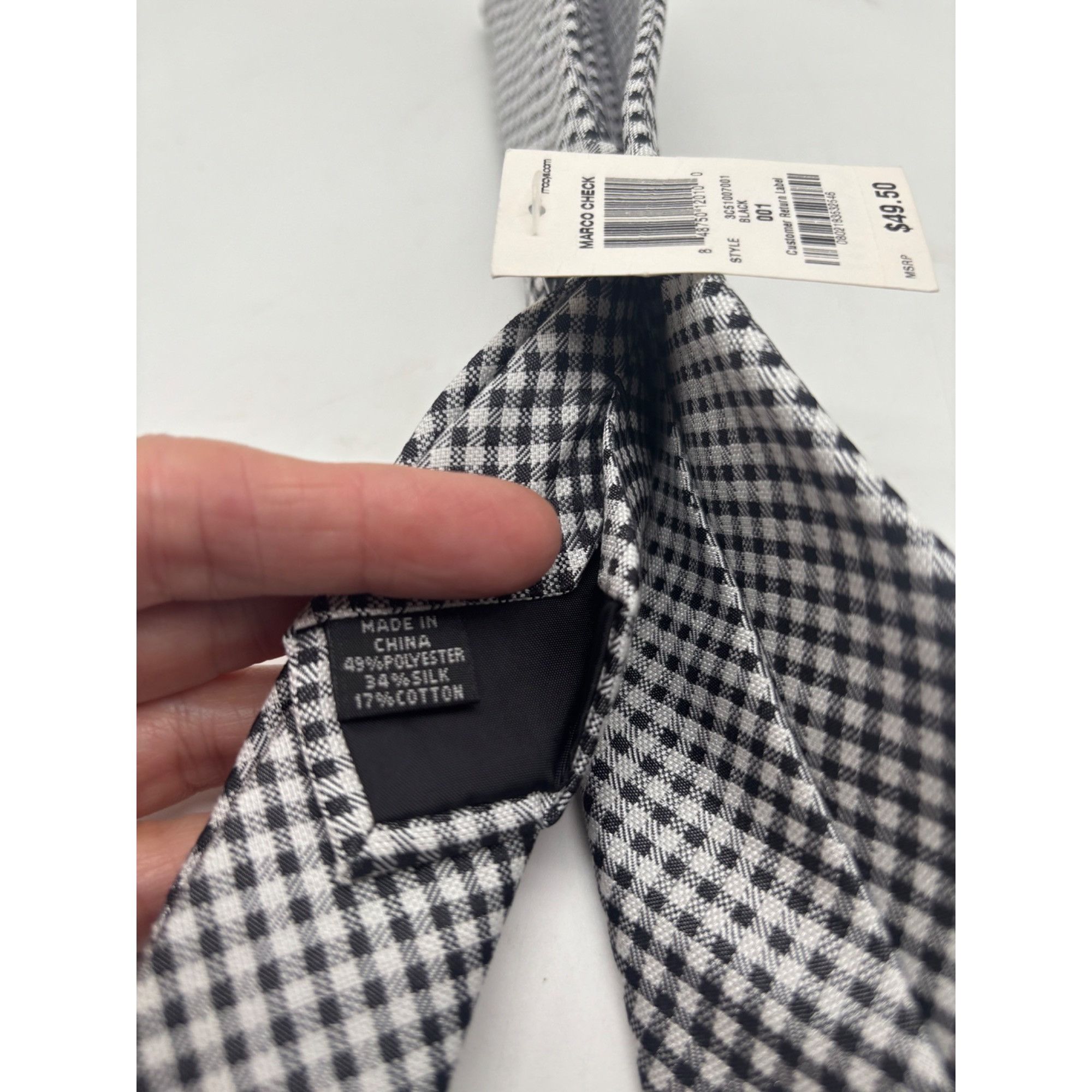 Bar III BAR III Macro Check Men’s Necktie, Black, OS Size ONE SIZE - 8 Thumbnail