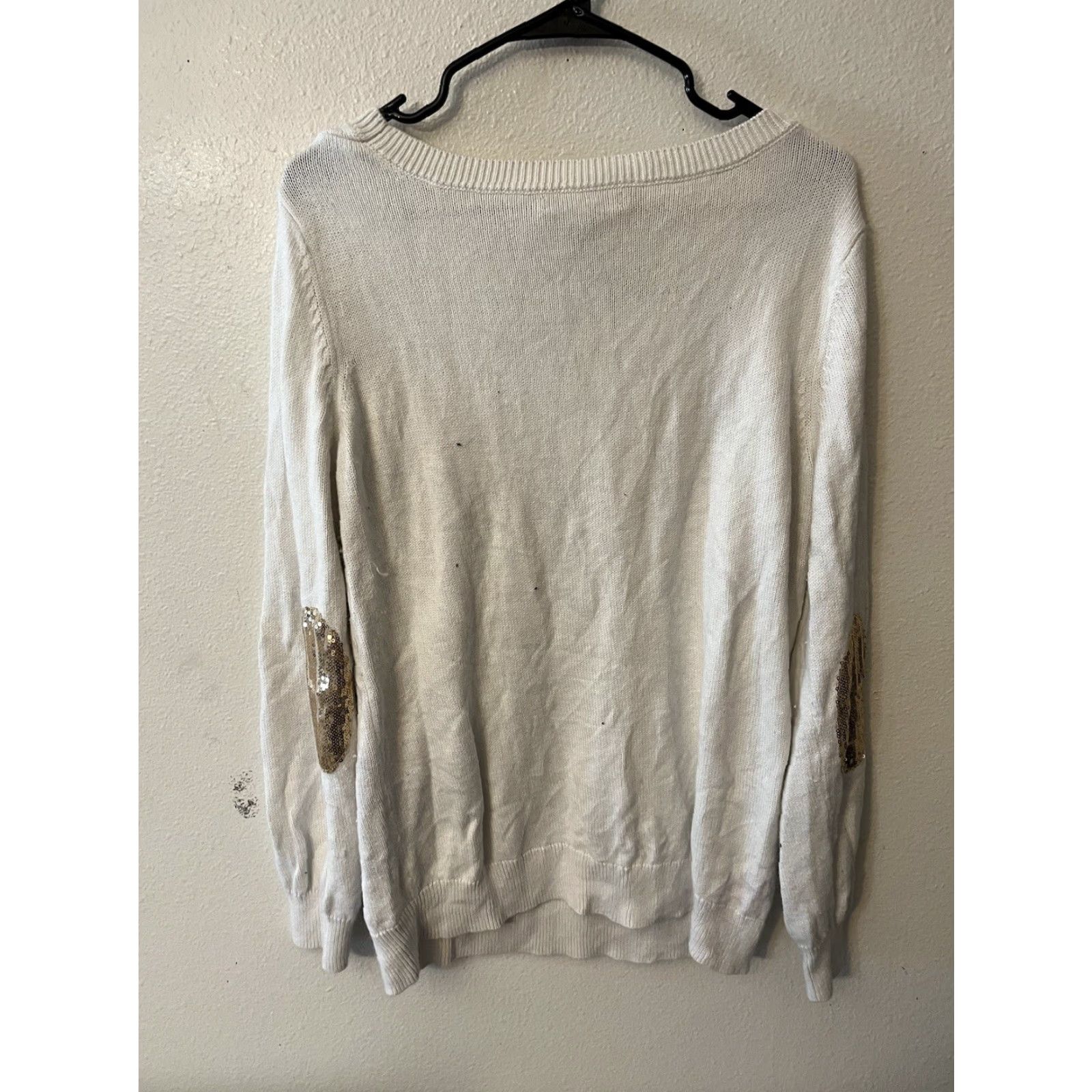 Banana Republic VINTAGE Banana Republic Sweater Elbow Patches White Angora/Cotton Size XL Pullover Knit Women Size XL / US 12-14 / IT 48-50 - 3 Thumbnail