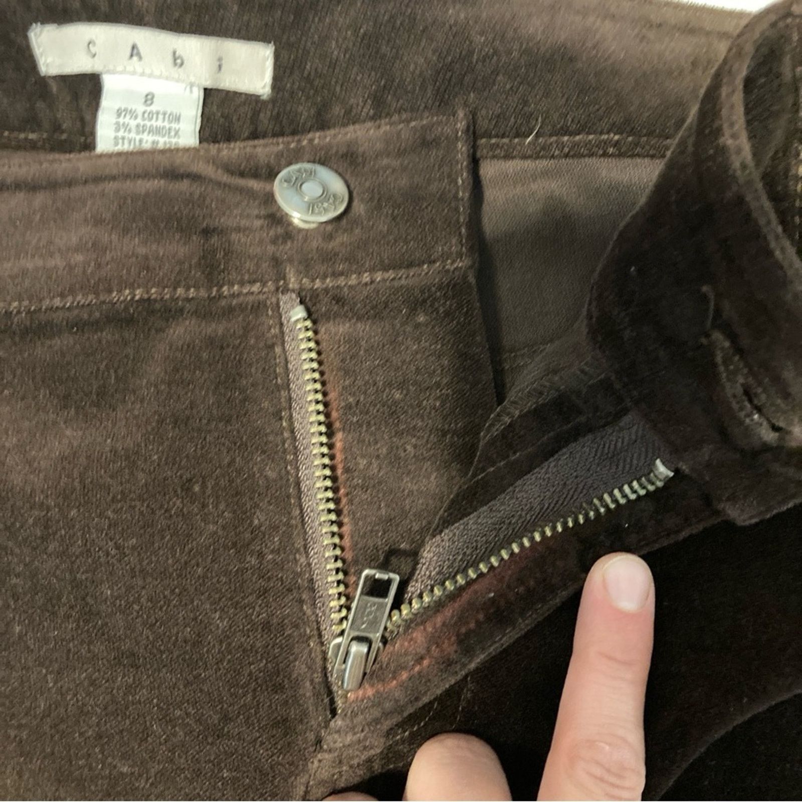 Other CAbi Brown Velvet Velour Straight Leg Trousers Slacks Pants Size 30" / US 8 / IT 44 - 9 Thumbnail