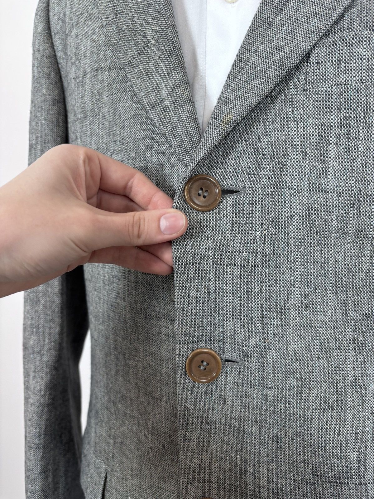 Ermenegildo Zegna Ermenegildo Zegna Soft Grey Textured Silk Blazer Jacket Size 44R - 6 Thumbnail