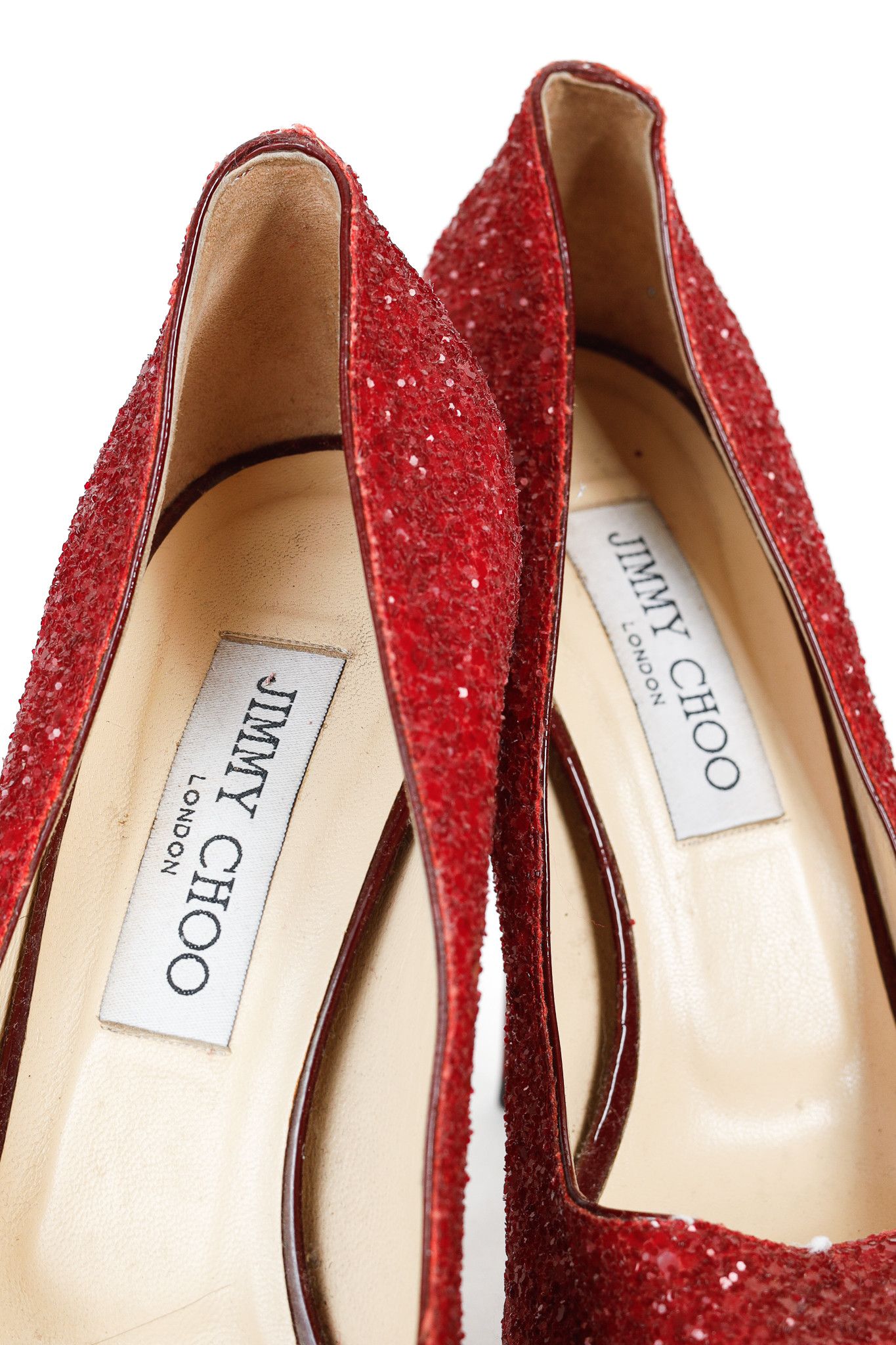 Jimmy Choo Jimmy Choo Crown Red Coarse Glitter Platform Pumps Size US 7 / IT 37 - 9 Thumbnail