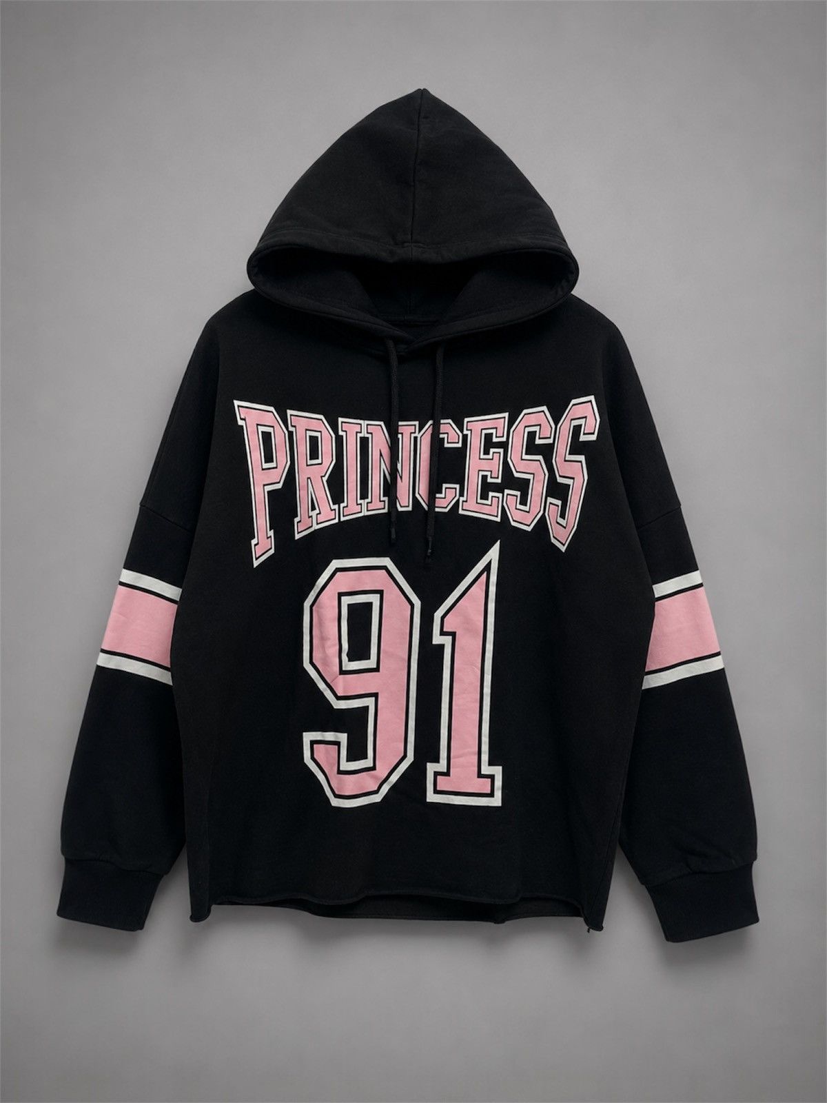 Japanese Brand Cropped Princess 91 Boxy Black Pink Jacket with Hoodie Size L / US 10 / IT 46 - 1 Thumbnail