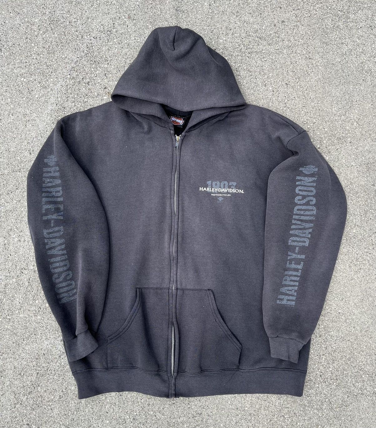 Harley Davidson Vintage 2001 Harley Davidson Zip Hoodie Sweatshirt Jacket Size US L / EU 52-54 / 3 - 3 Thumbnail