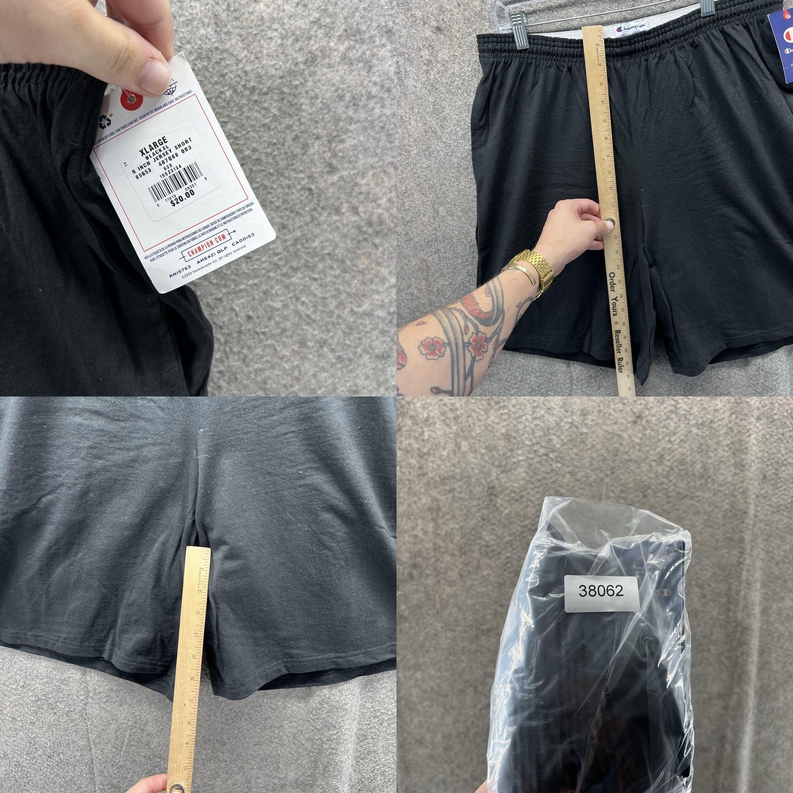 Champion Champion Jersey Shorts Mens XL Black 9 Inch Athletic Gym Drawstring Pockets Size US XL / EU 56 / 4 - 8 Thumbnail
