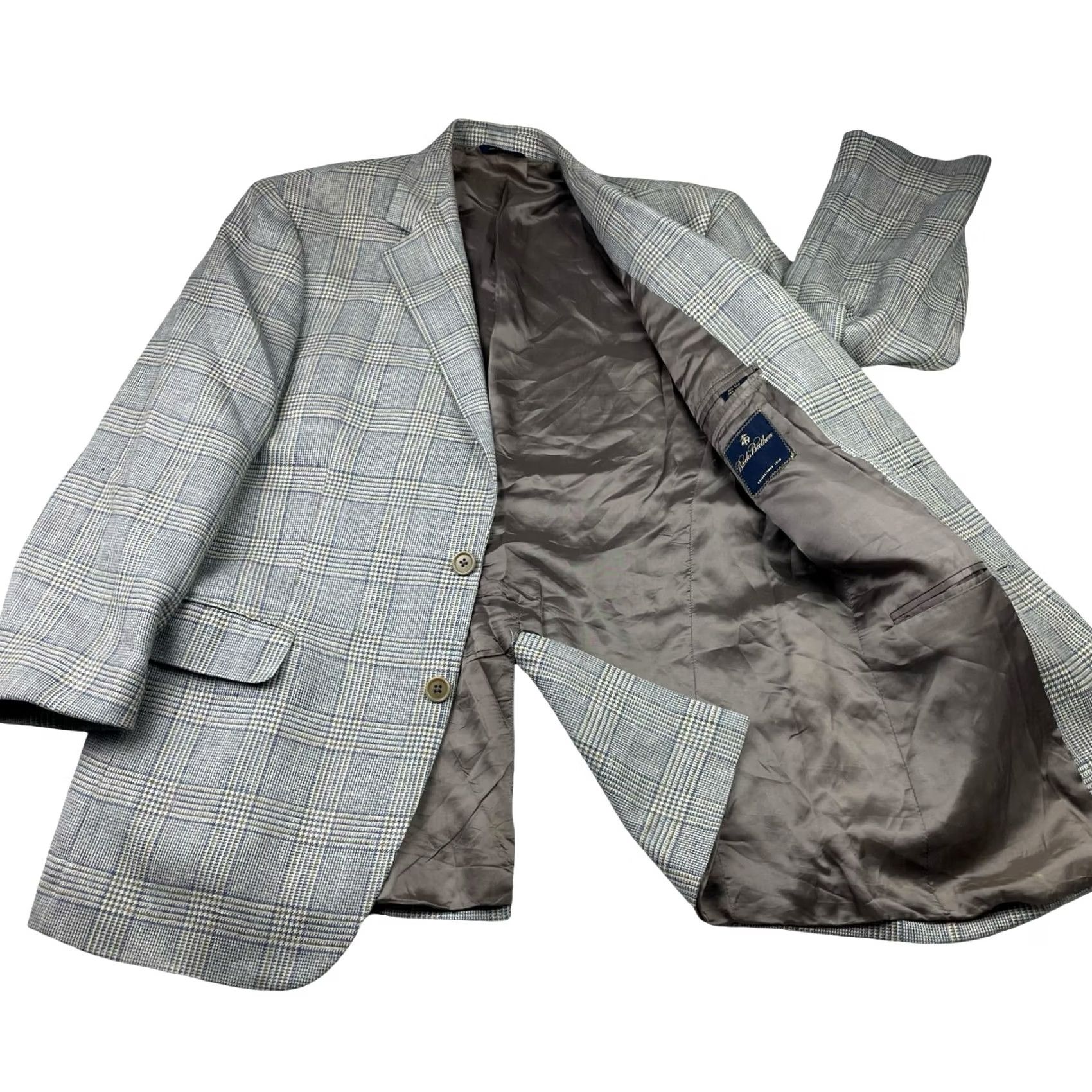 Brooks Brothers Brooks Brothers Men's Wool/Silk/Linen Blazer Blue/Gray Houndstooth Italy 41S Size 42R - 3 Thumbnail