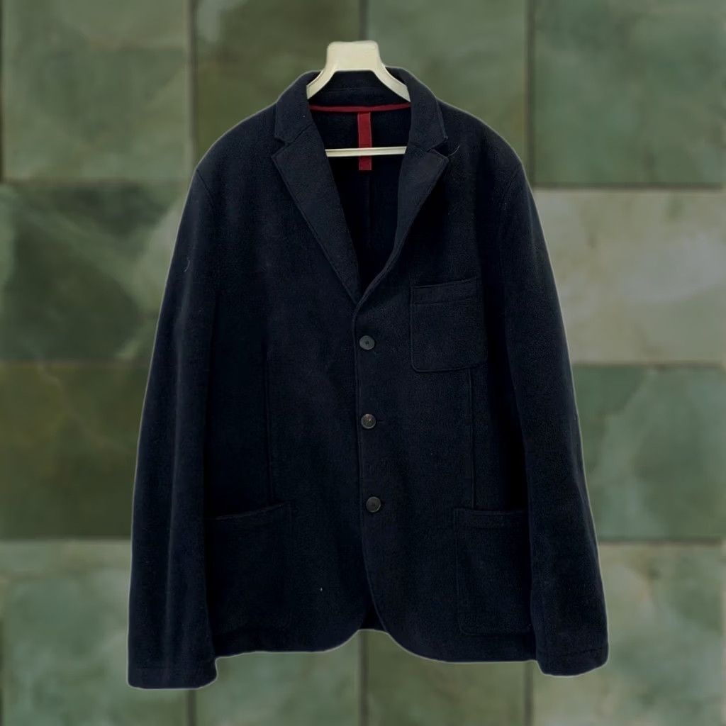 Vintage Harris Wharf London Blazer Men XL IT56 Dark Navy Blue 3-Button Italy Virgin Wool EUC Size 46R - 1 Thumbnail