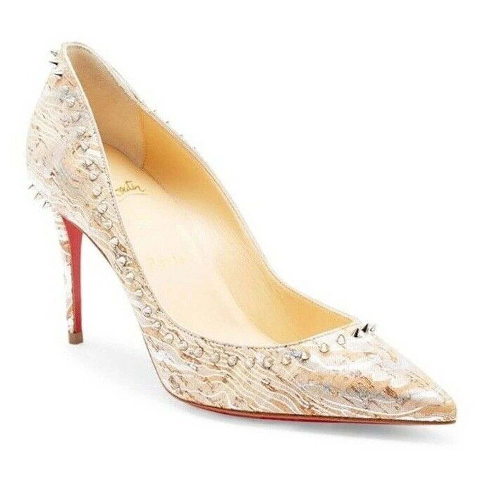 Christian Louboutin Christian Louboutin Anjalina 85 Liege Wavy AB Cork Silver Size US 6 / IT 36 - 3 Thumbnail