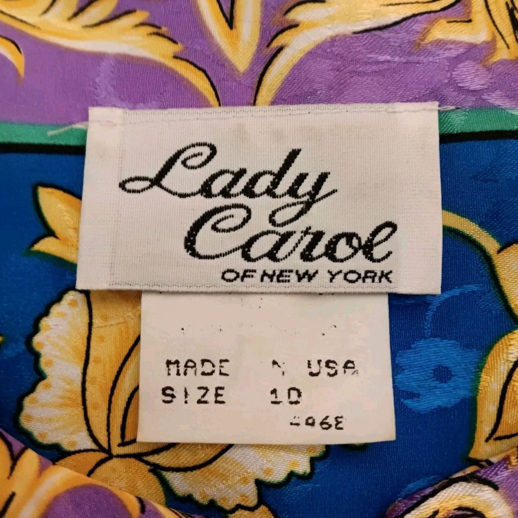 Vintage VINTAGE Lady Carol Of New York Skirt Shirt Set 10 Blue Gold Button Floral Shimm Size L / US 10 / IT 46 - 3 Thumbnail