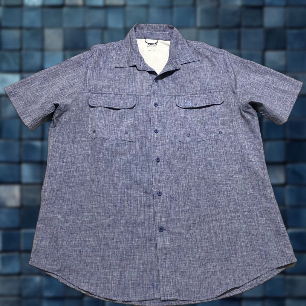 Izod IZOD Saltwater Shirt Mens Large Blue Button Front Vented Outdoor Hiking Fishing Casual Shirt MX Size US L / EU 52-54 / 3 - 1 Thumbnail