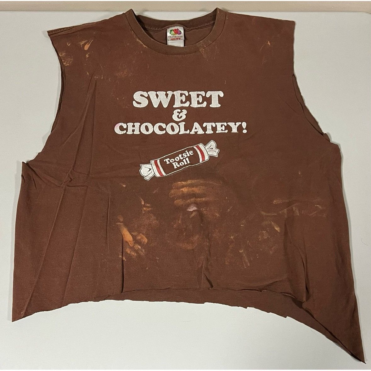 Vintage ‘Tootsie Roll: Sweet and Chocolatey’ Muscle Tee T-Shirt XL 🤎 Size US XL / EU 56 / 4 - 1 Thumbnail