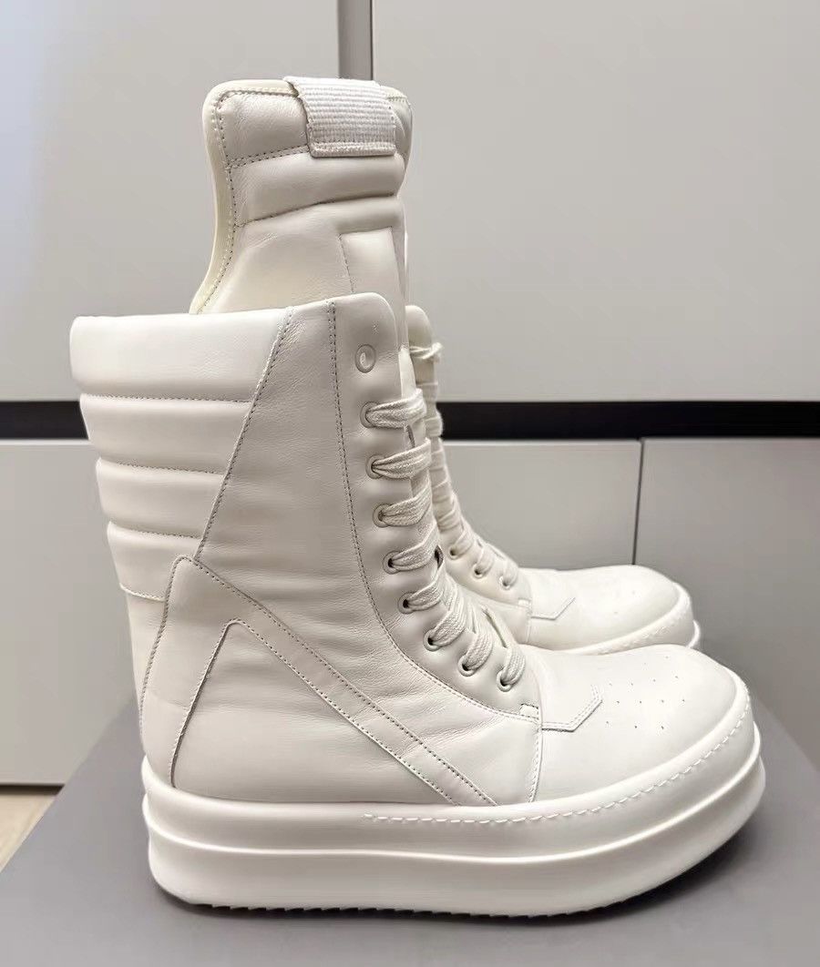 Rick Owens Rick Owens Triple White Geobasket High-Top Sneakers Size US 8.5 / EU 41-42 - 4 Thumbnail