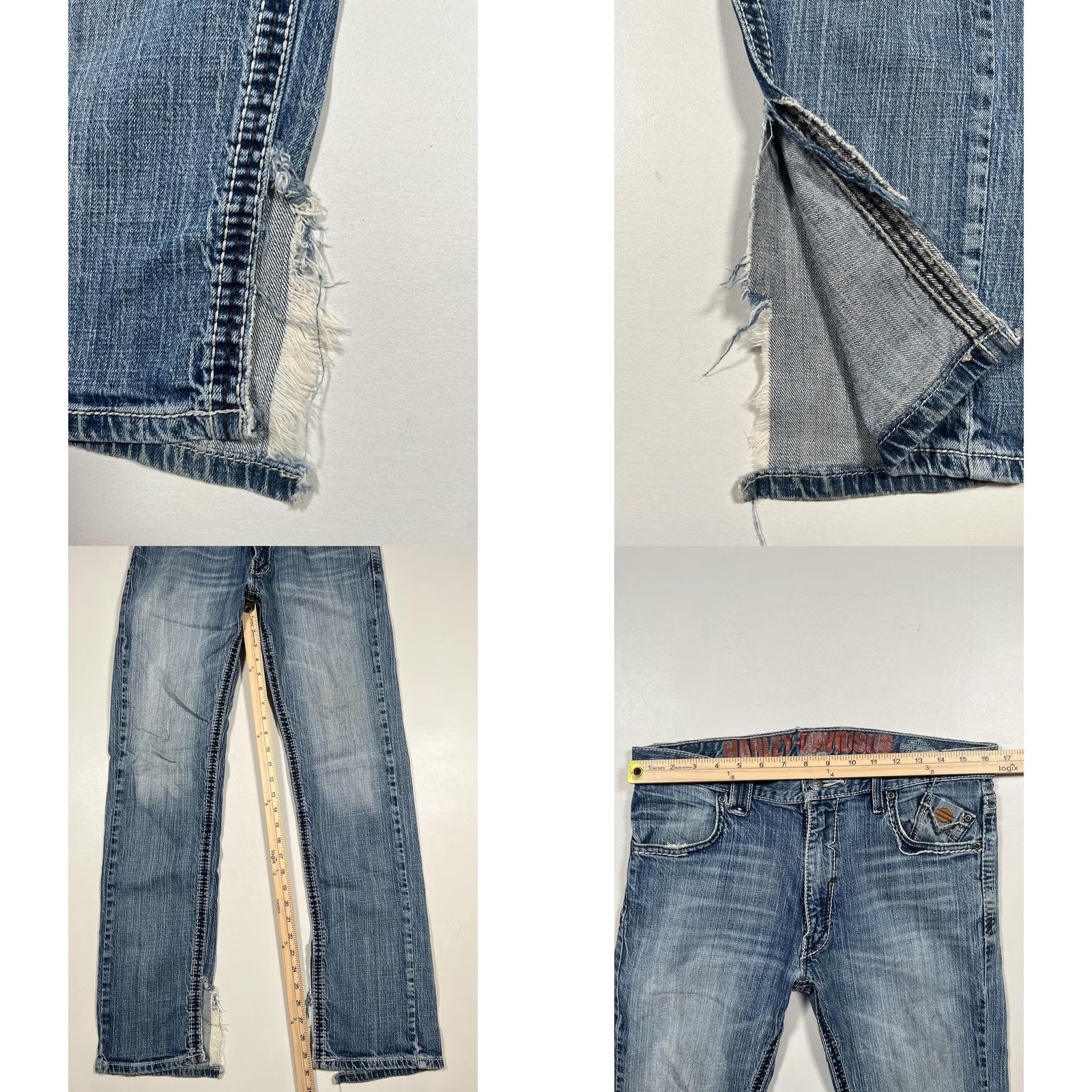 Harley Davidson VINTAGE Harley-Davidson Jeans Mens 32x32 Blue Denim Straight Leg Distressed VTG Size US 32 / EU 48 - 8 Thumbnail
