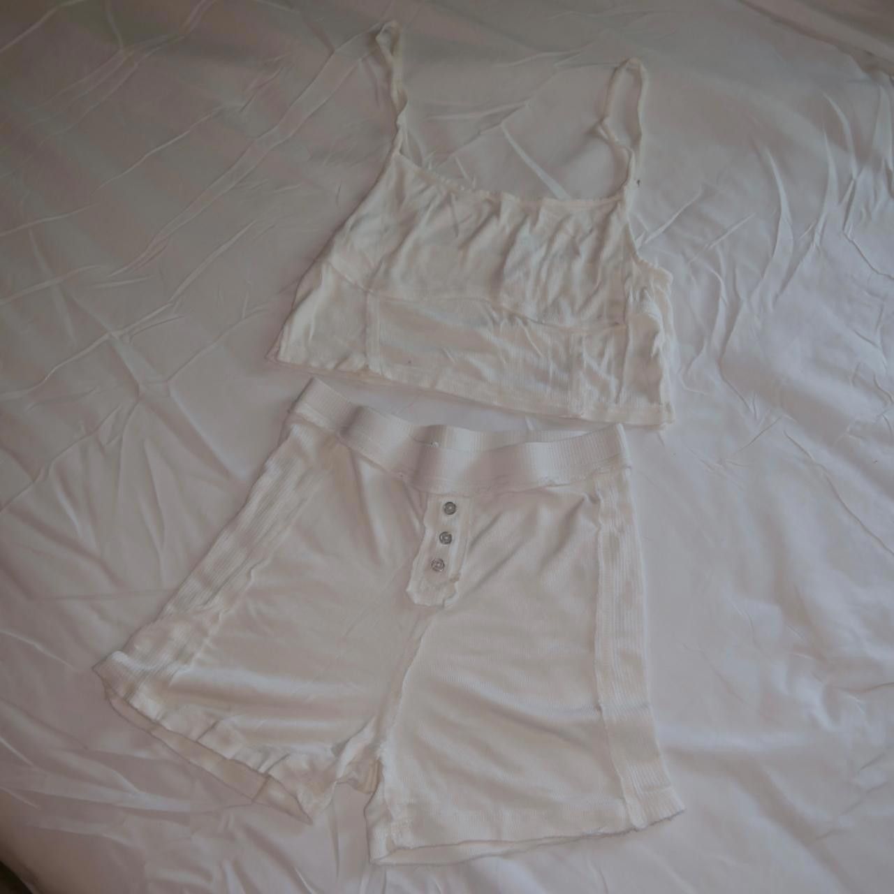 Urban Outfitters white pajama tank top and short set Size ONE SIZE - 1 Thumbnail