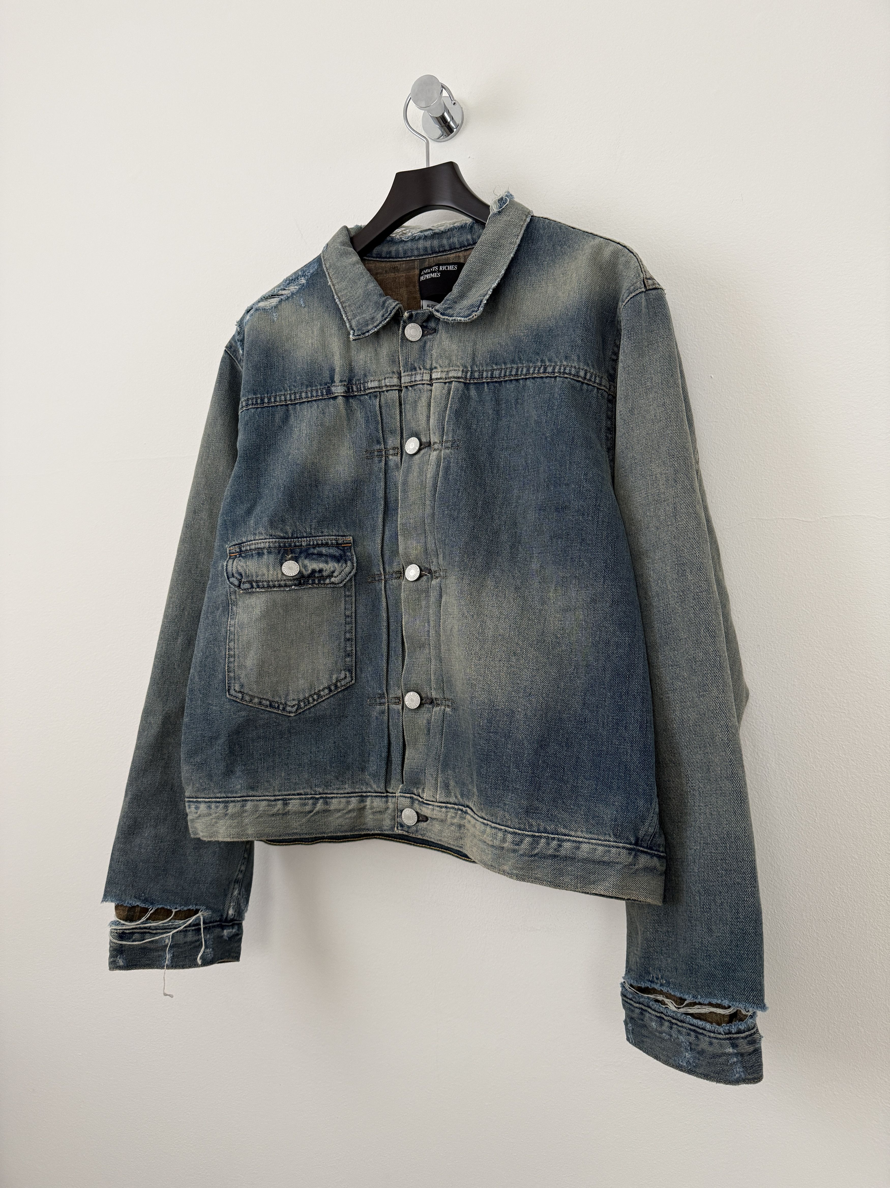 Enfants Riches Deprimes Distressed Lined Denim Jacket Size US L / EU 52-54 / 3 - 5 Thumbnail